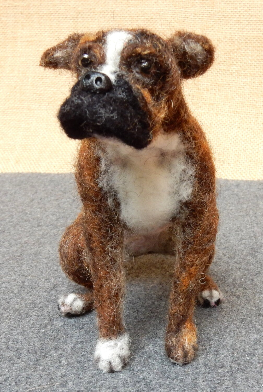 Continental Bulldog needle-felted dog miniature