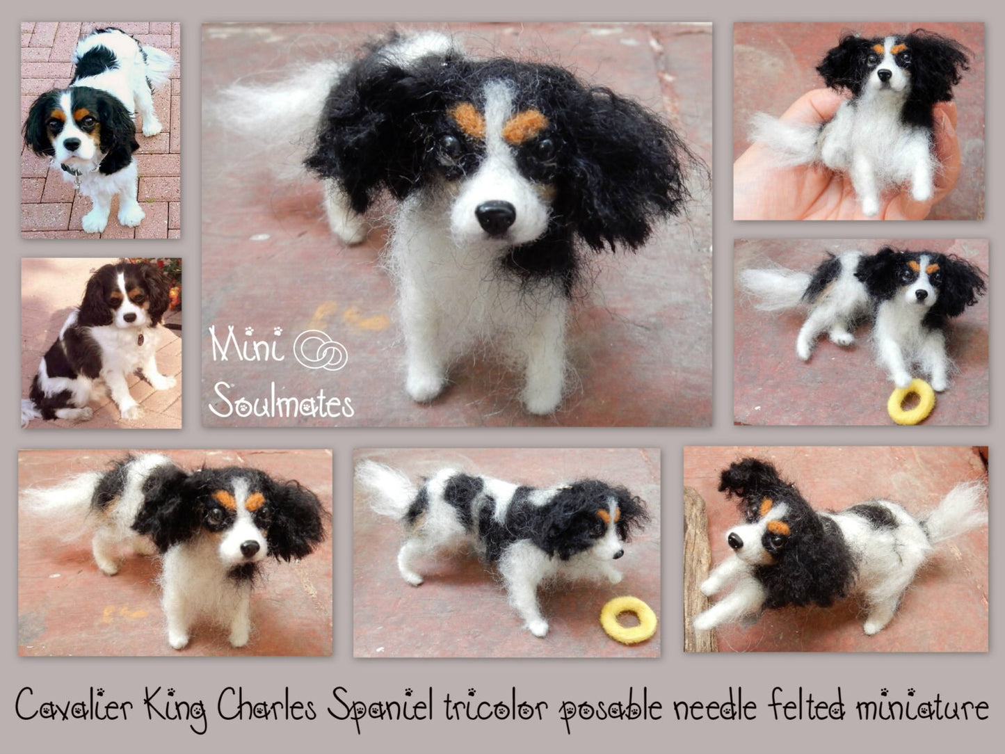 Cavalier King Charles Spaniel custom felted dog soft sculpture 