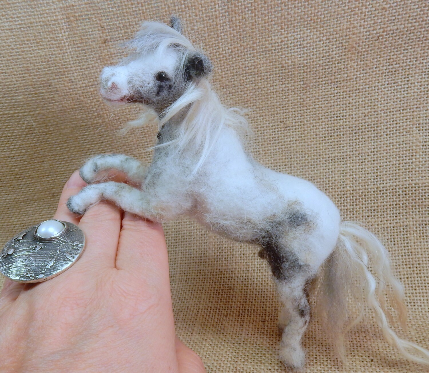 Custom felted horse white horse sculpture