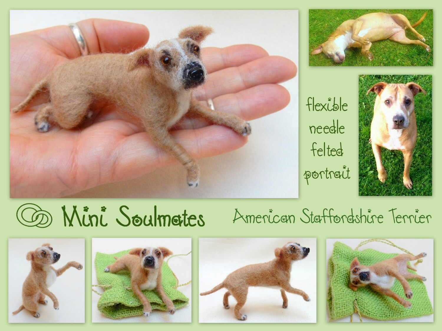 Amstaff needle felted dog miniature