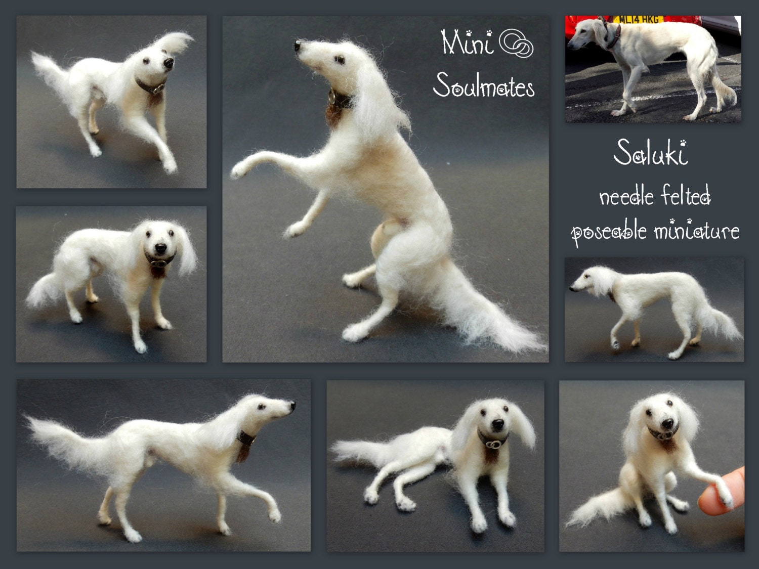 Saluki needle felt dog miniature