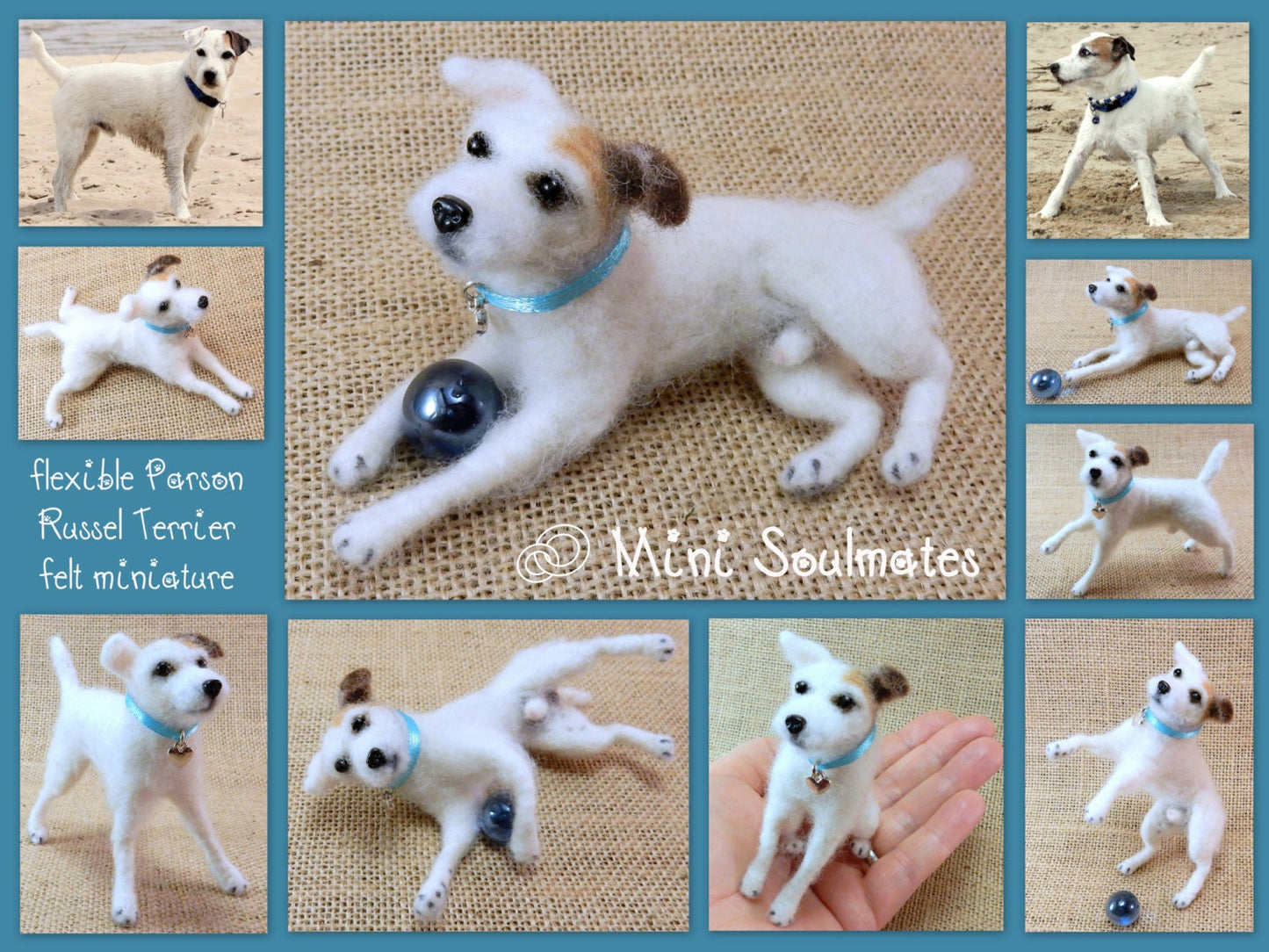 Jack Russell Mix 3d dog portrait from photo needle-felted dog miniature