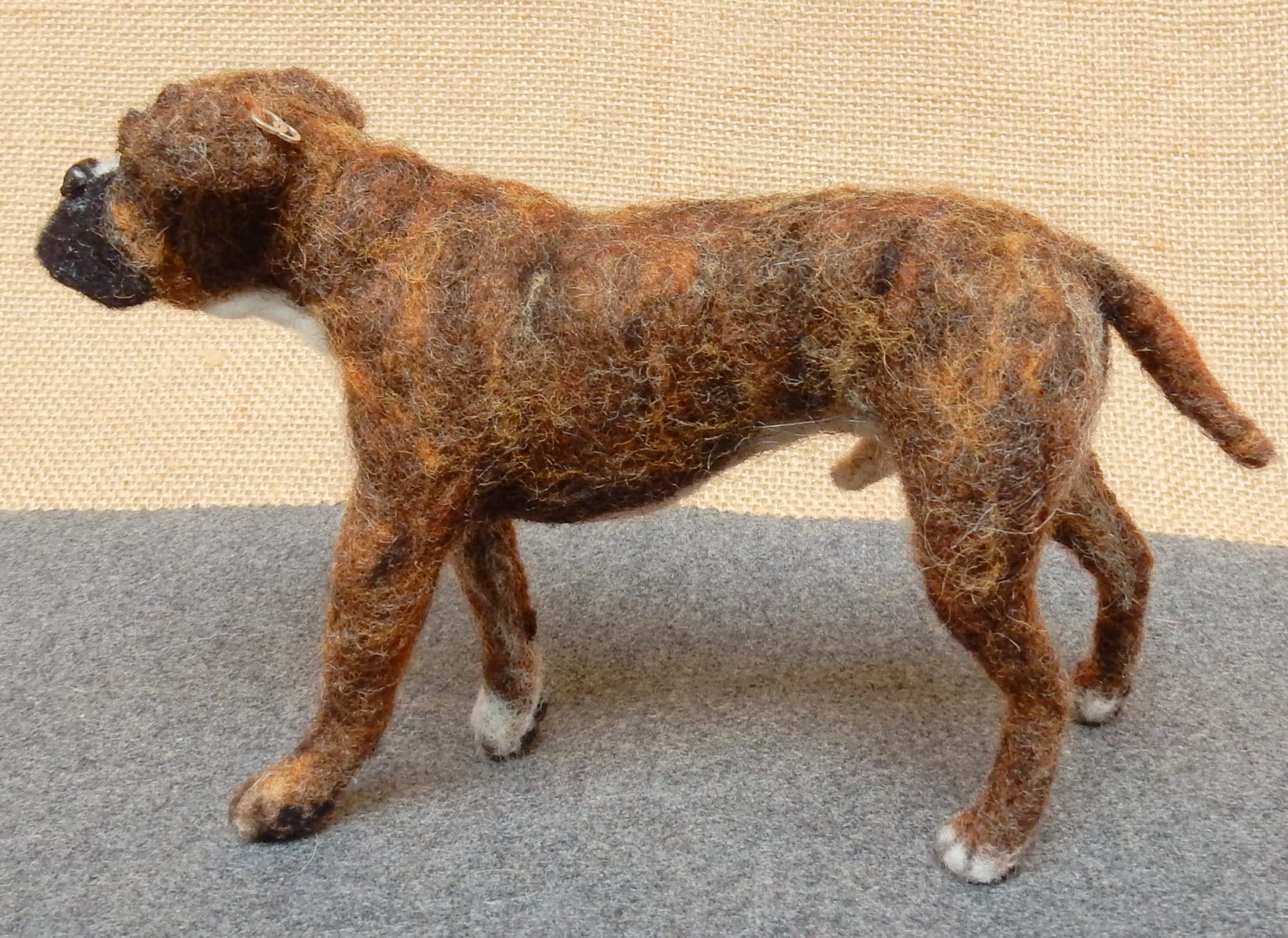 Continental Bulldog needle-felted dog miniature