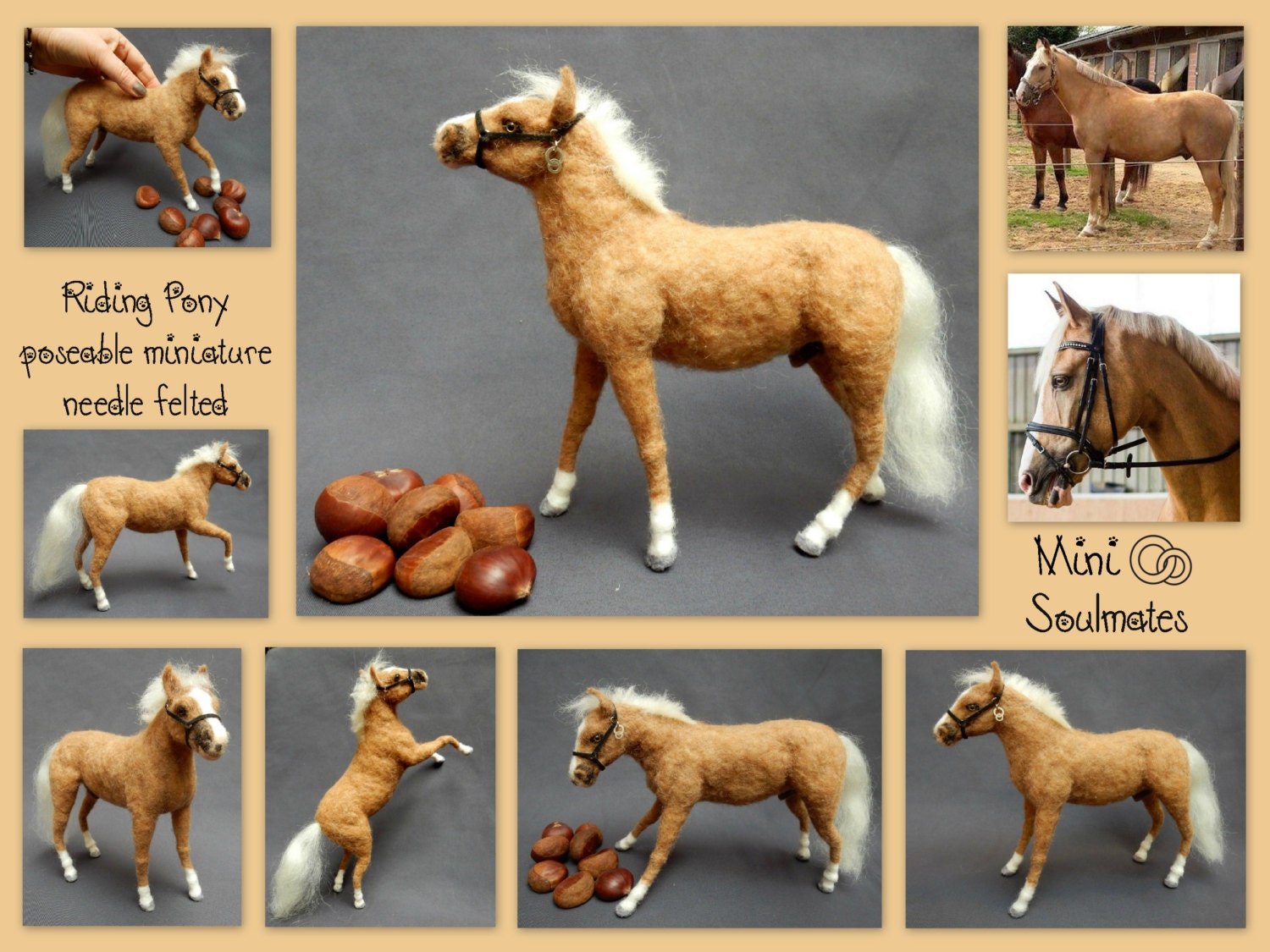 Haflinger mare custom-felted horse replica