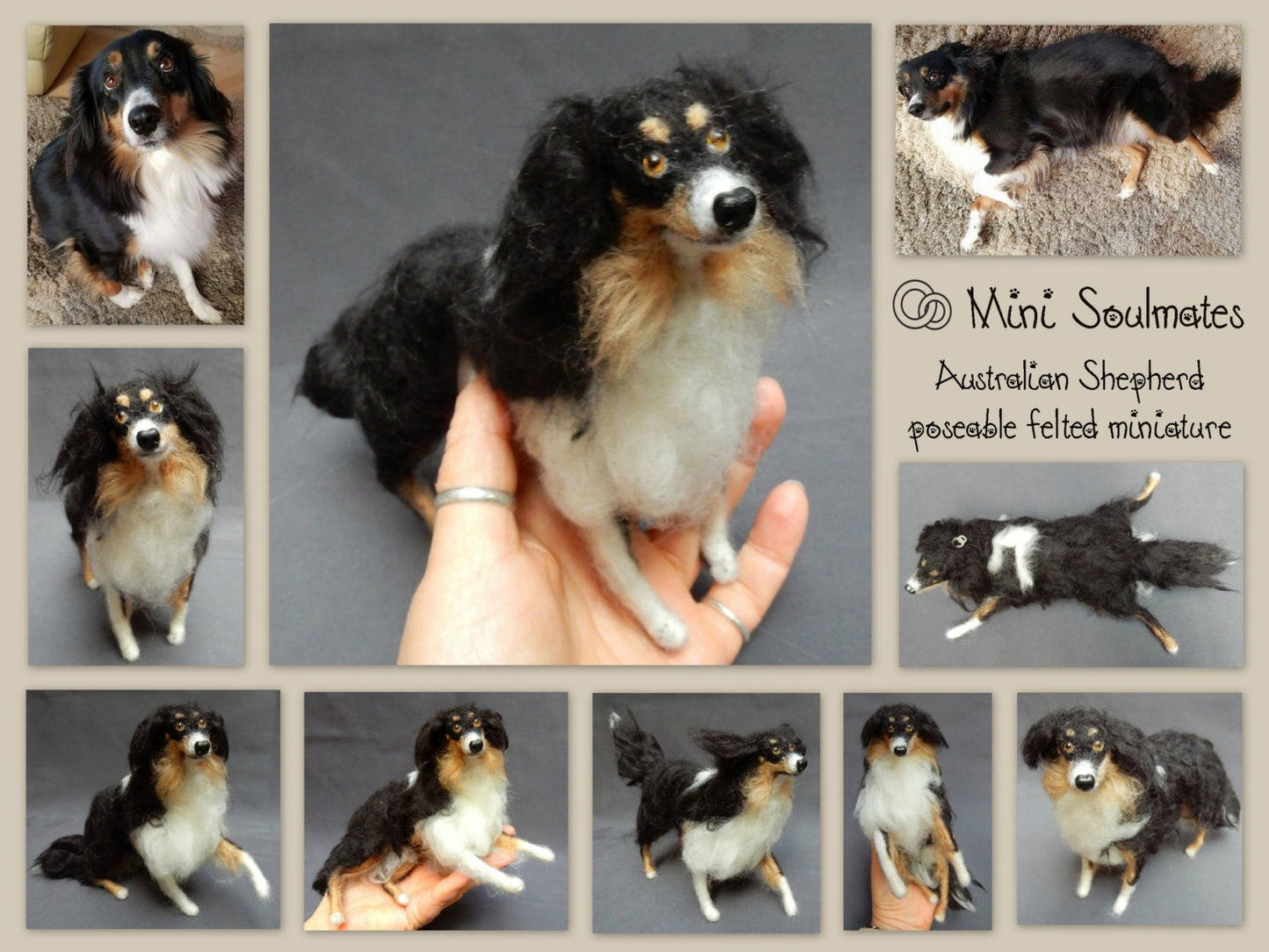 Aussie needle-felted dog miniature 