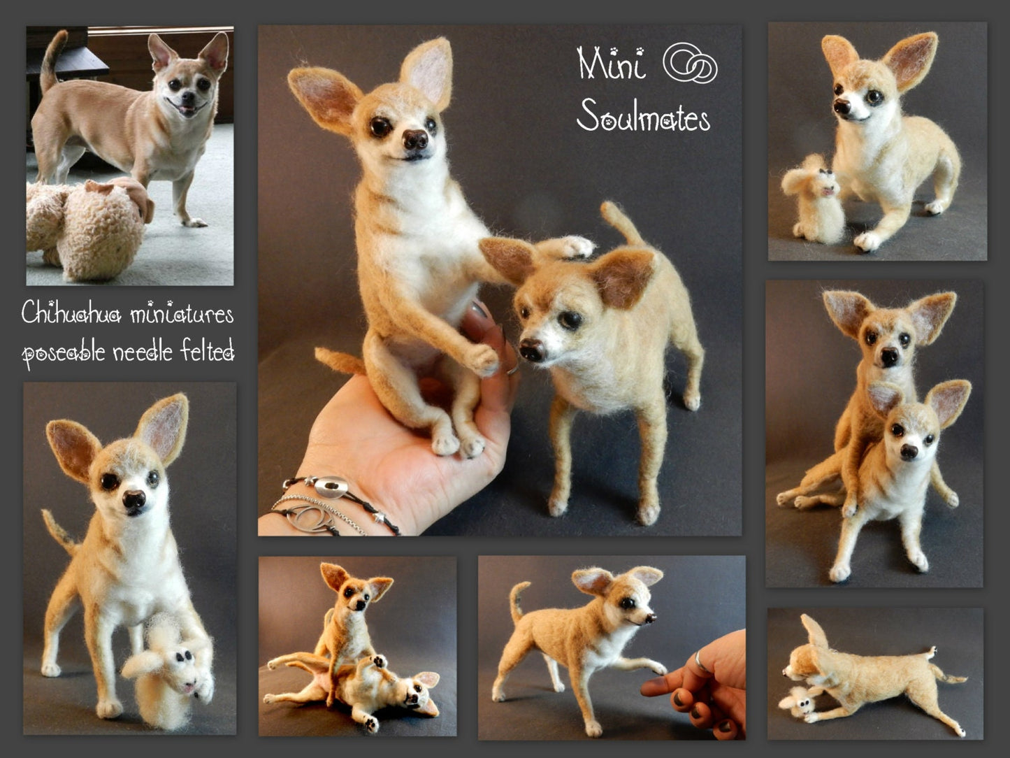 Golden Chihuahua custom-felted dog miniature