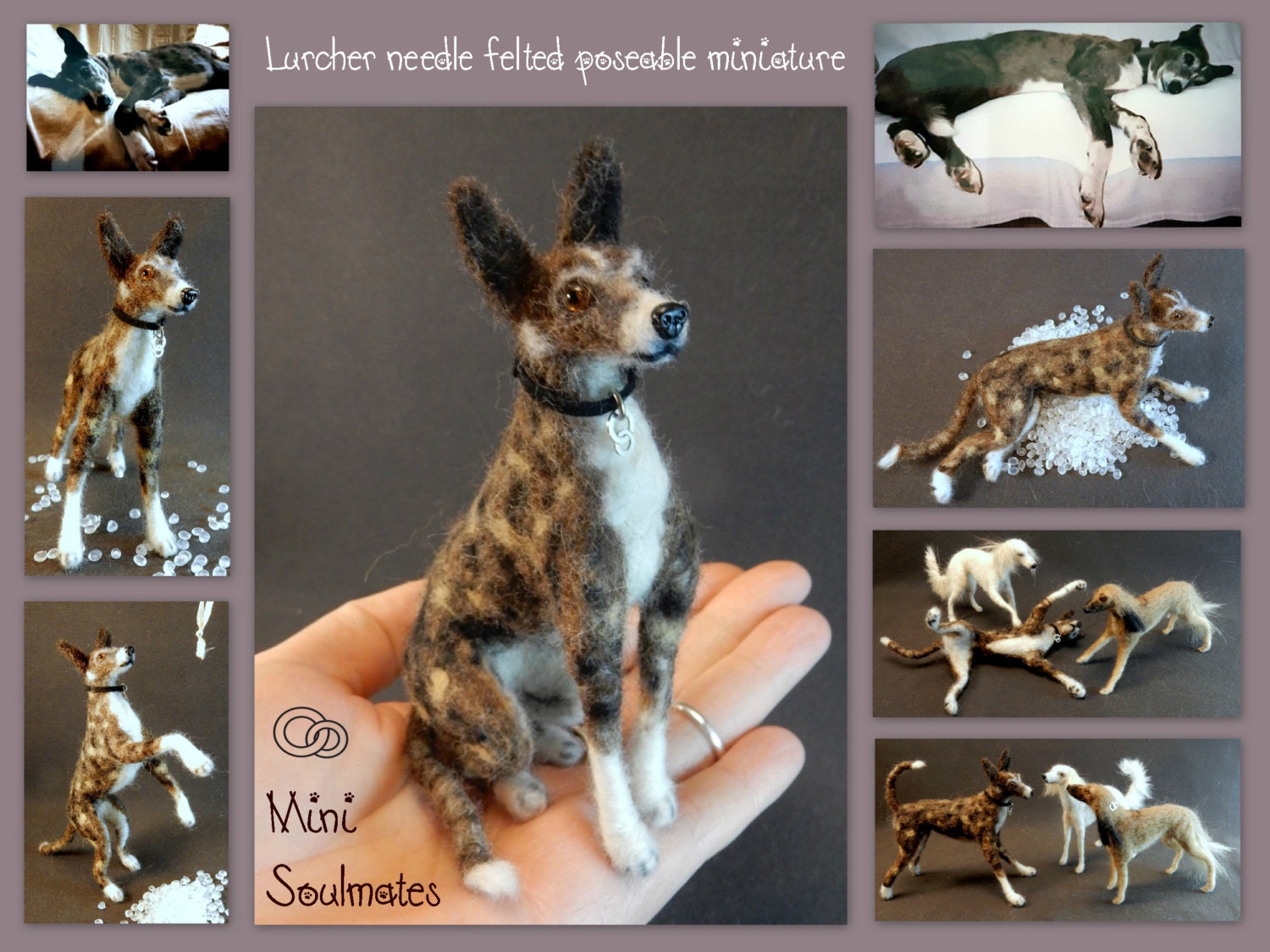 Custom dog replica brindle dog needle felted