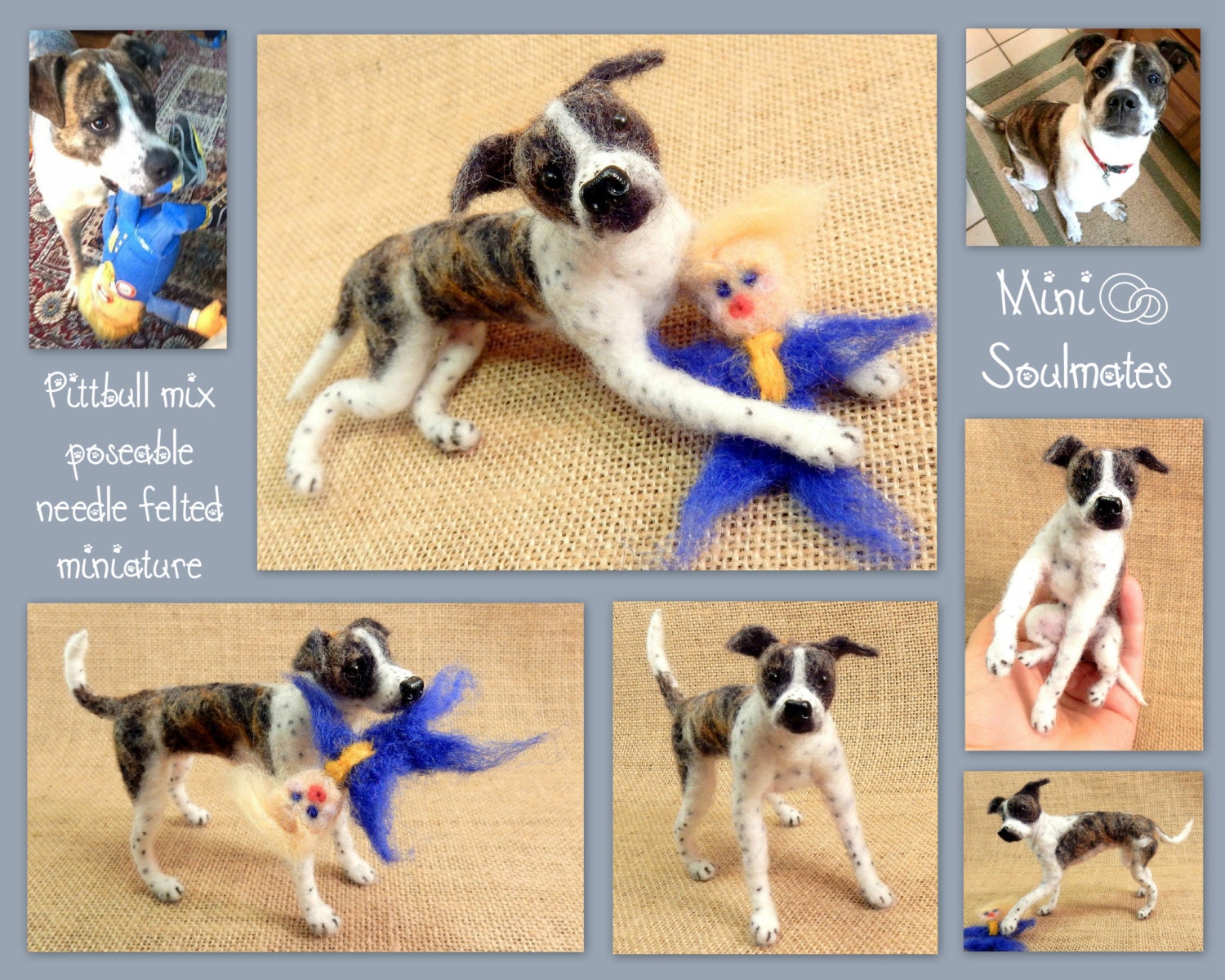 Custom dog replica brindle dog needle felted