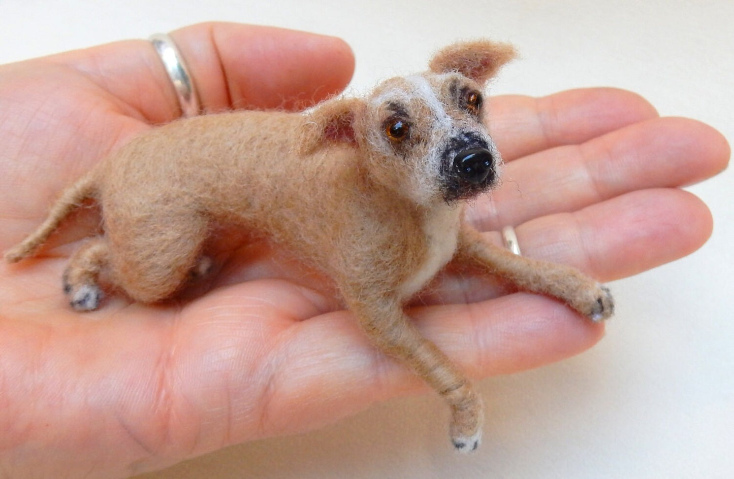 Amstaff needle felted dog miniature