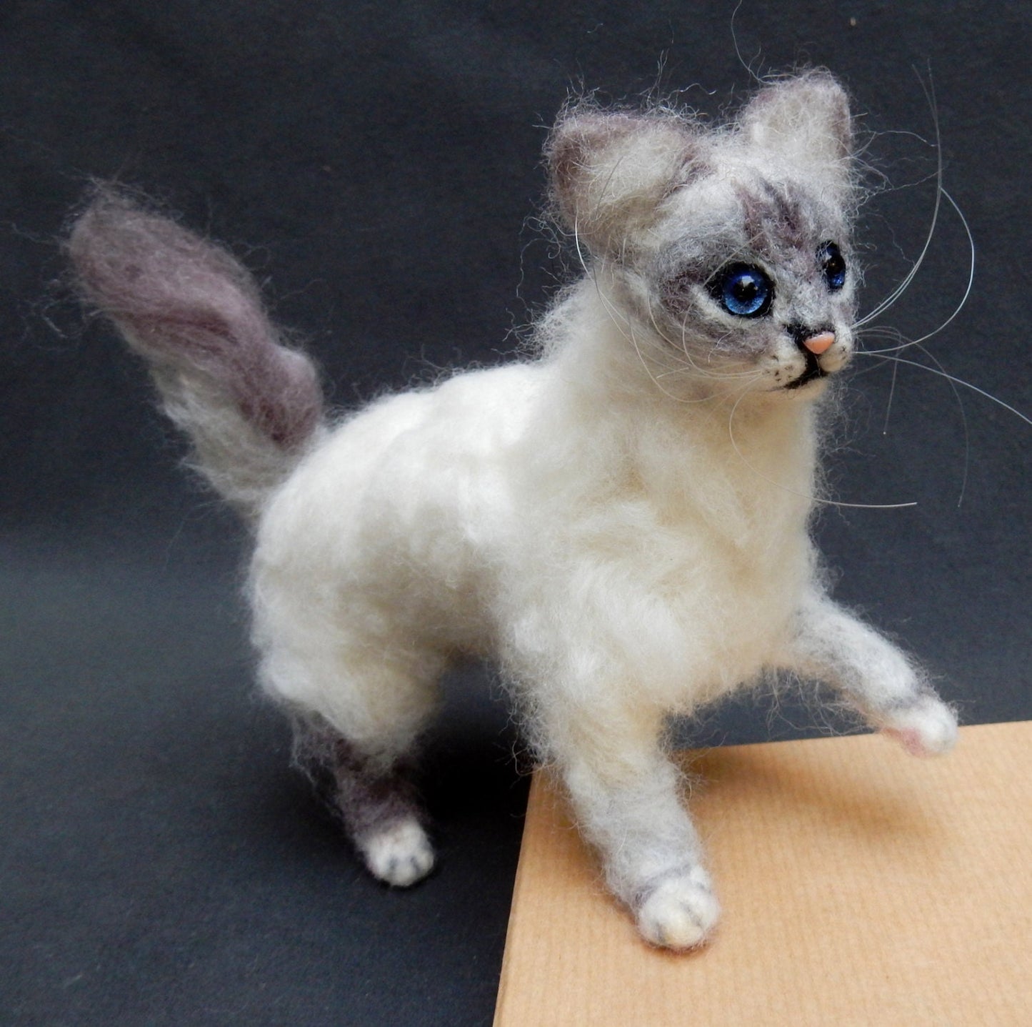 Custom felted cat sculpture