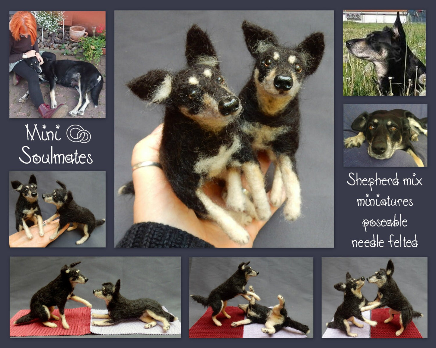 German Shepherd mix needle-felted dog miniature