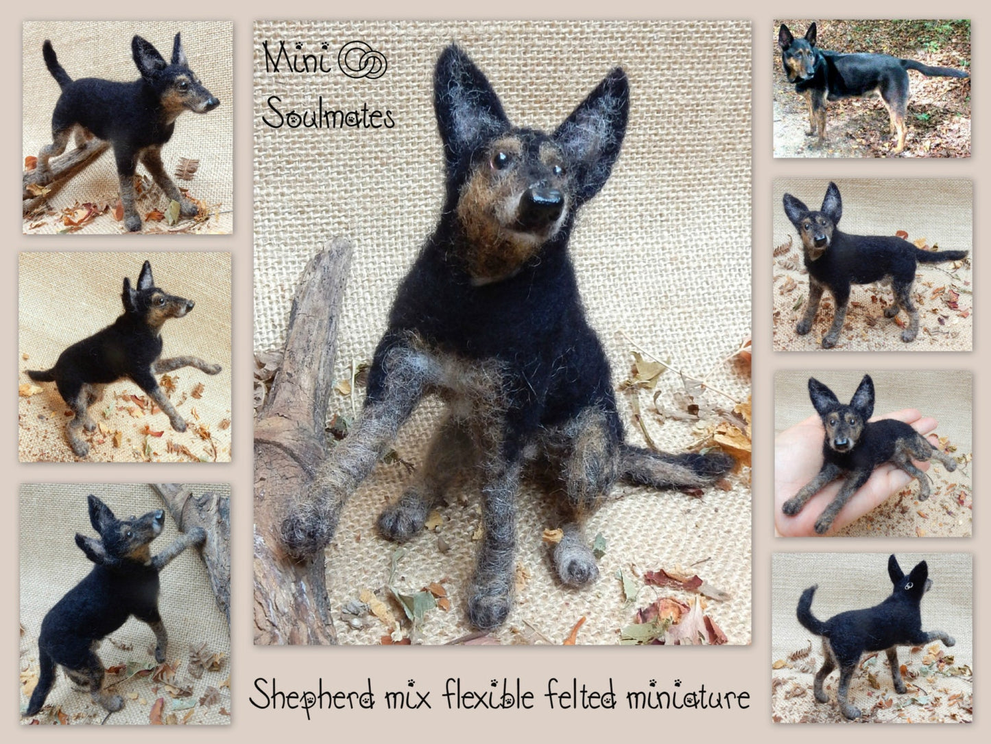 German Shepherd mix needle-felted dog miniature