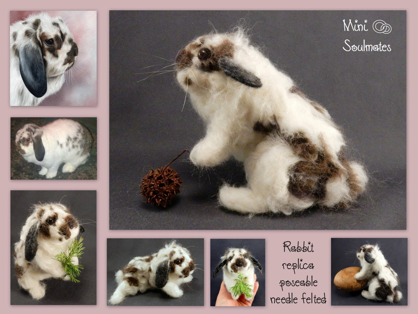 Custom felt rabbit miniature needle felted rabbit lover gift Dwarf Lop