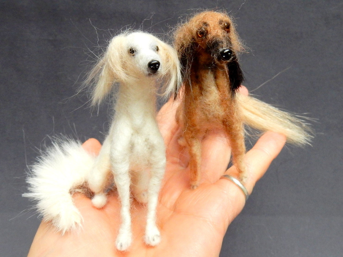 Saluki needle felt dog miniature