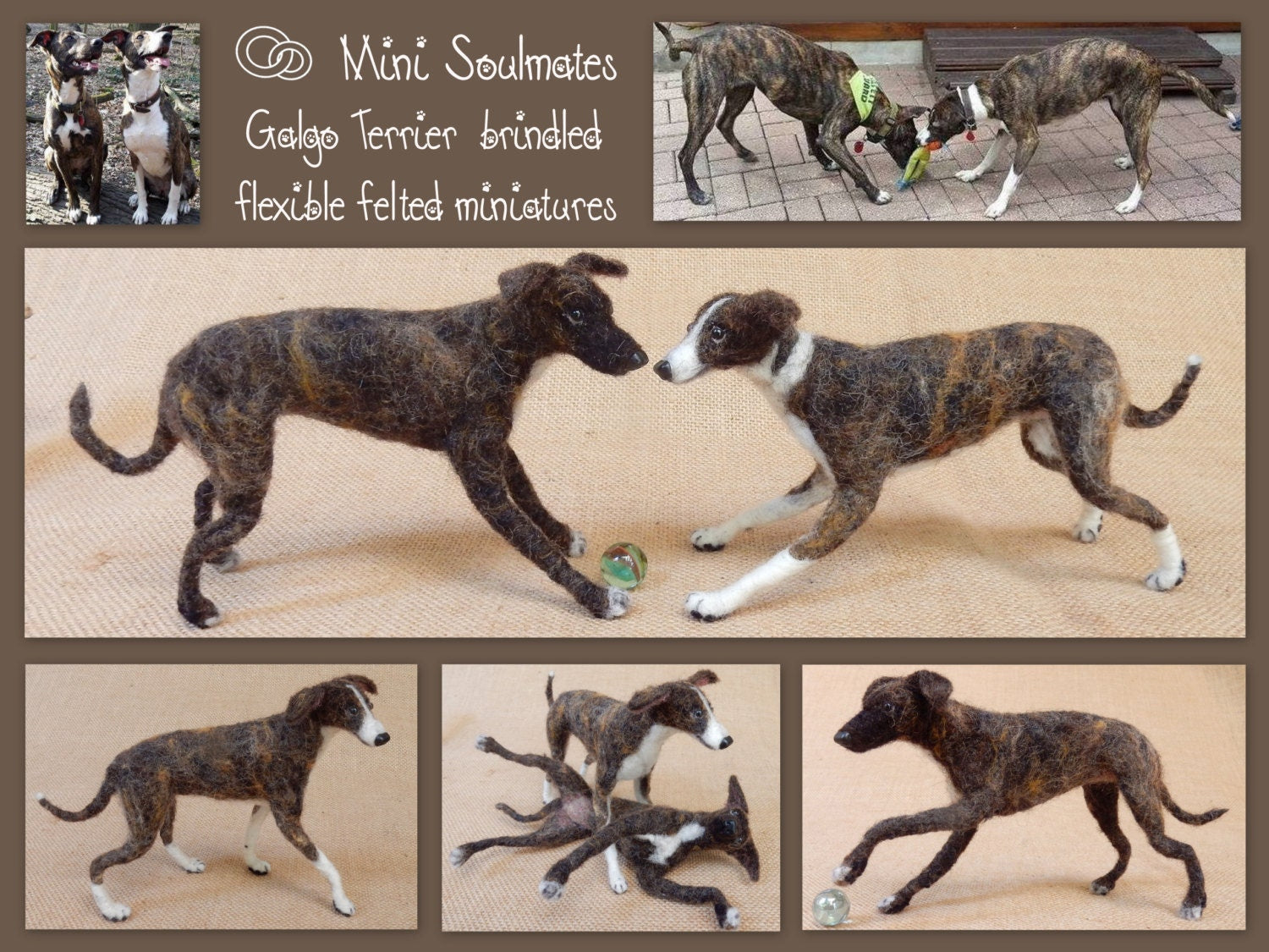 Custom dog replica brindle dog needle felted