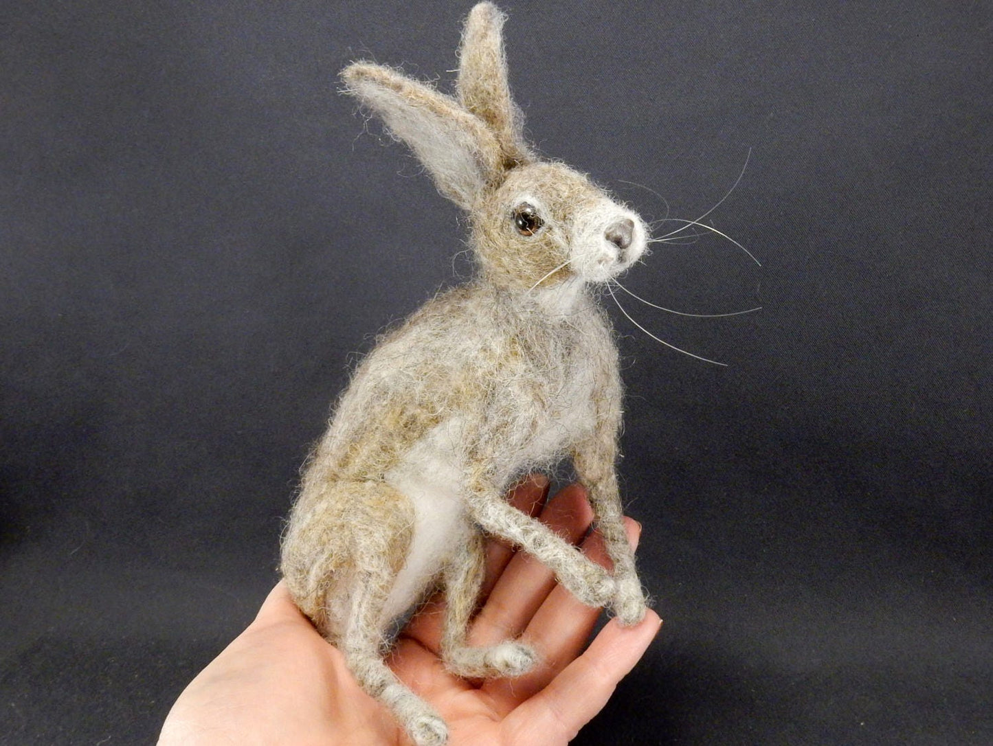 needle-felted hare faux taxidermy