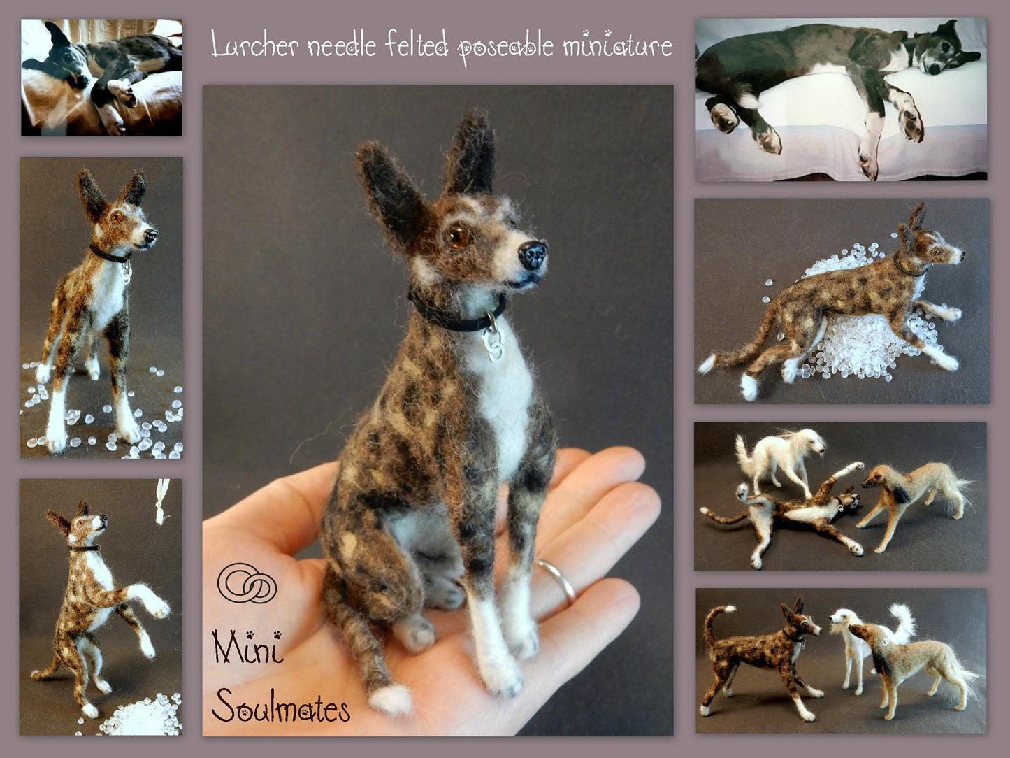 Custom dog replica Lurcher felt dog miniature