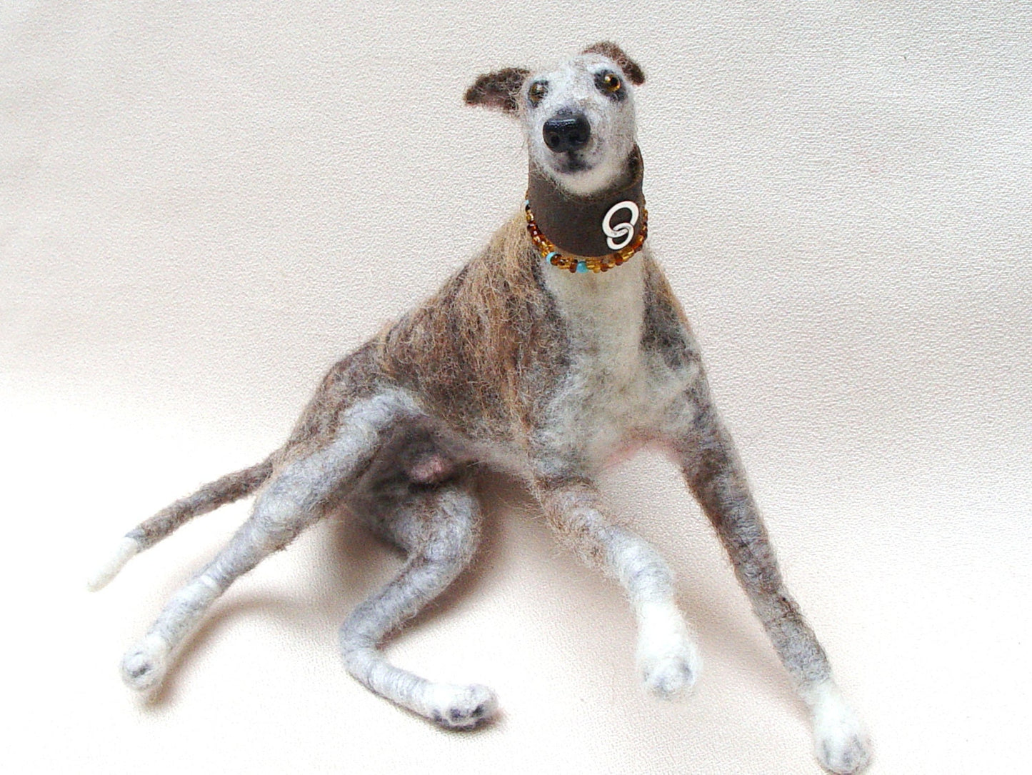 brindle Galgo Espanol felted dog miniature 