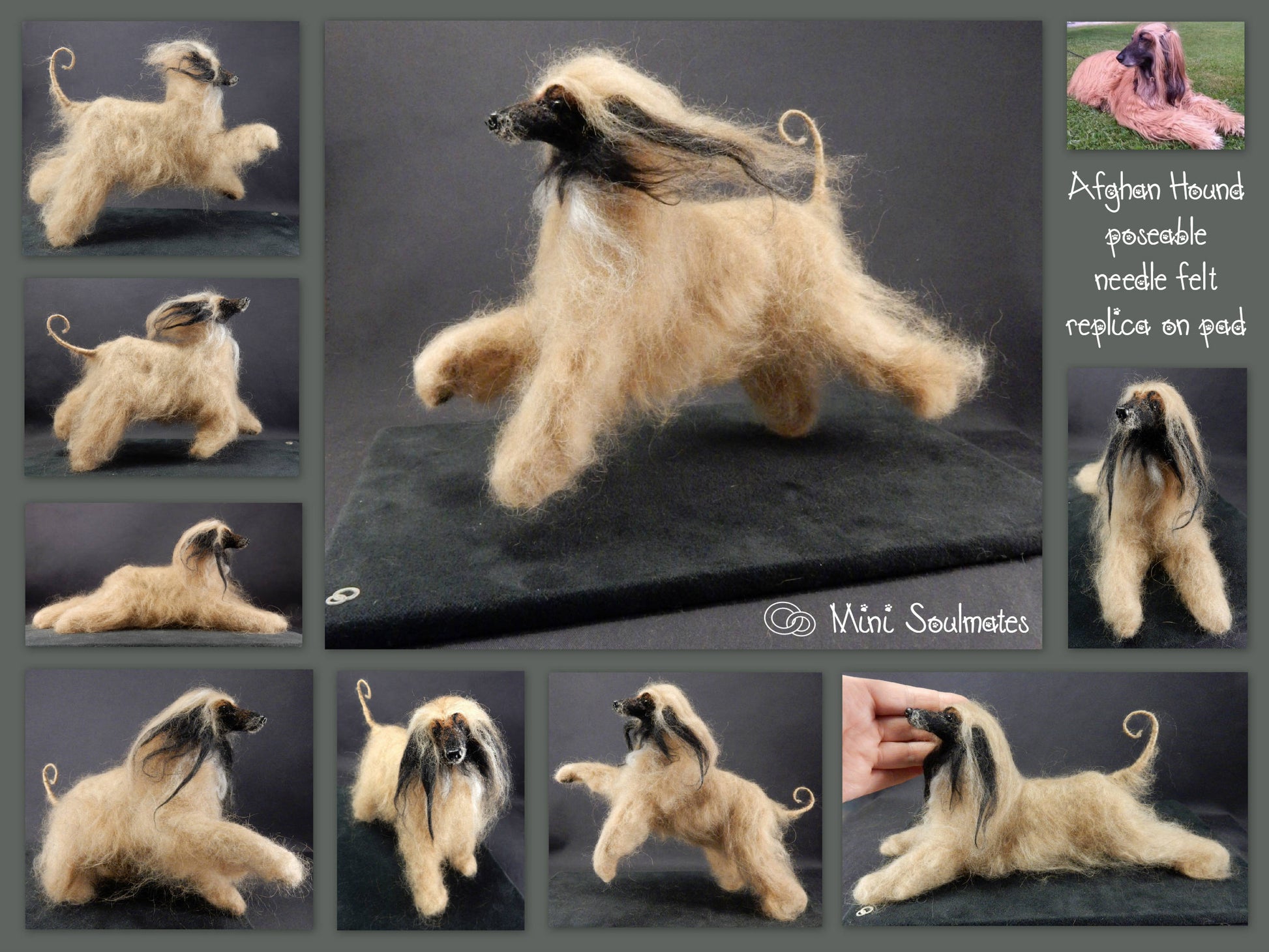 Afghan mount custom-felted dog replica