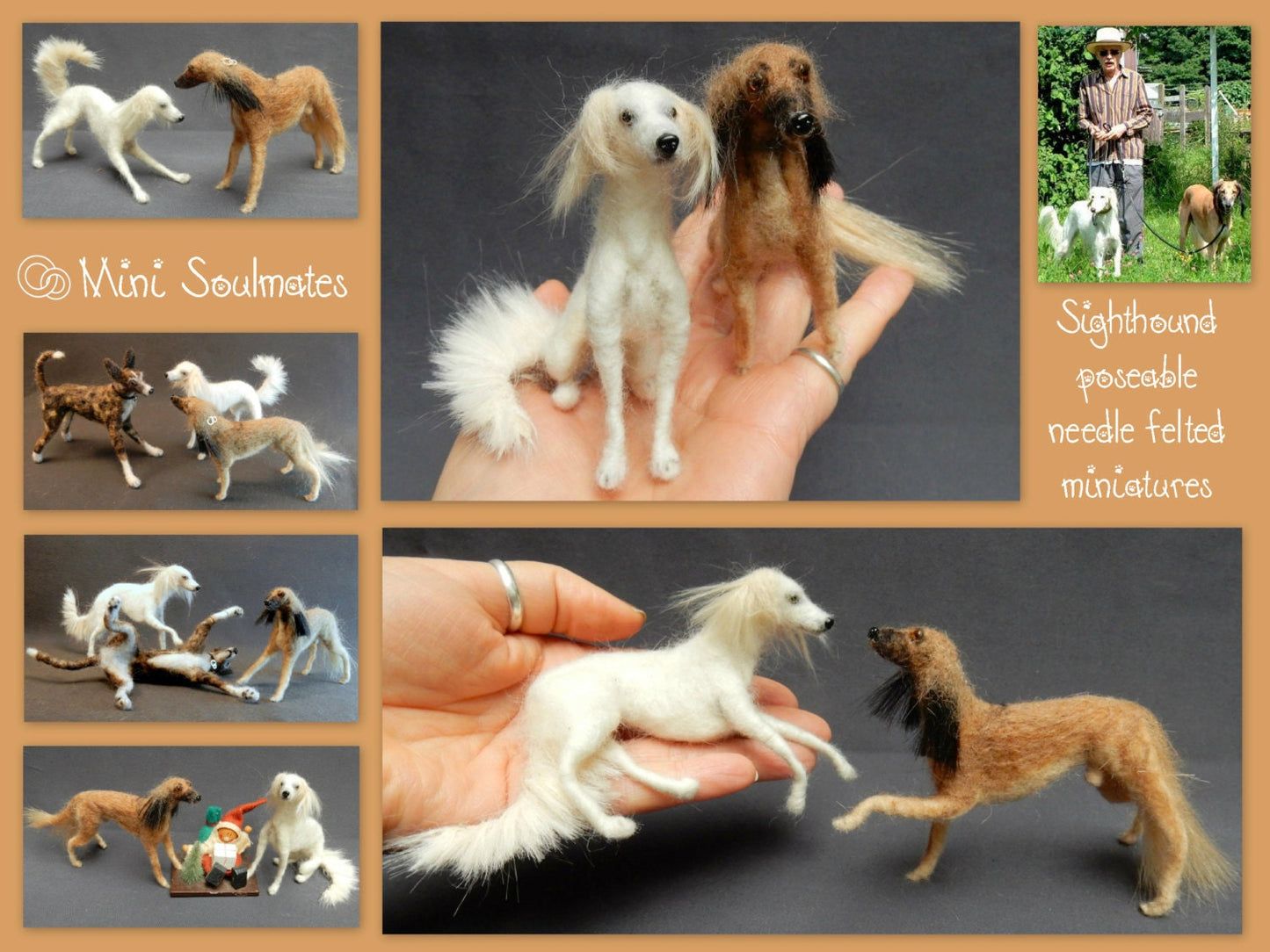 Saluki needle felt dog miniature