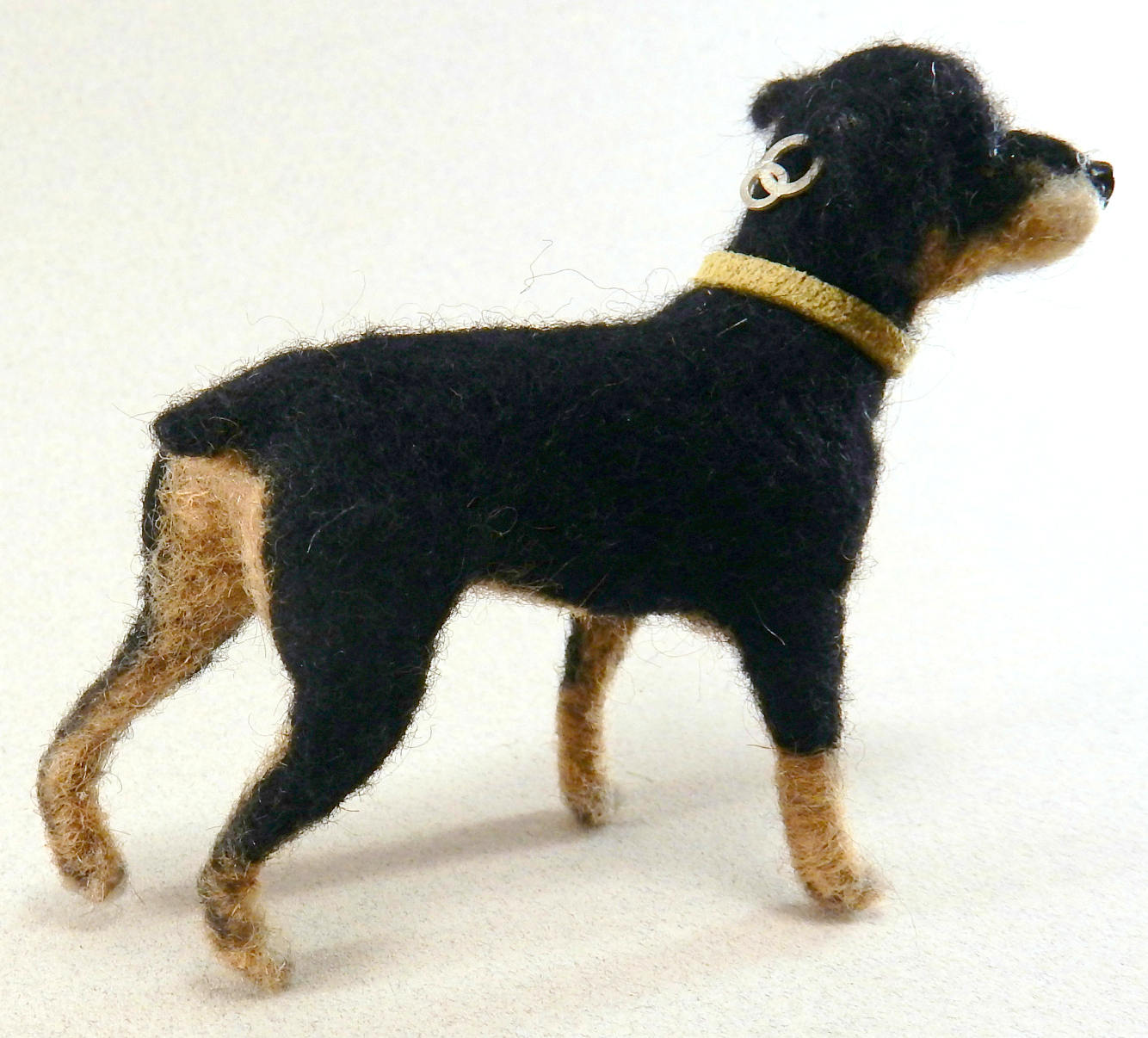 Rottweiler custom-felted dog urn deco