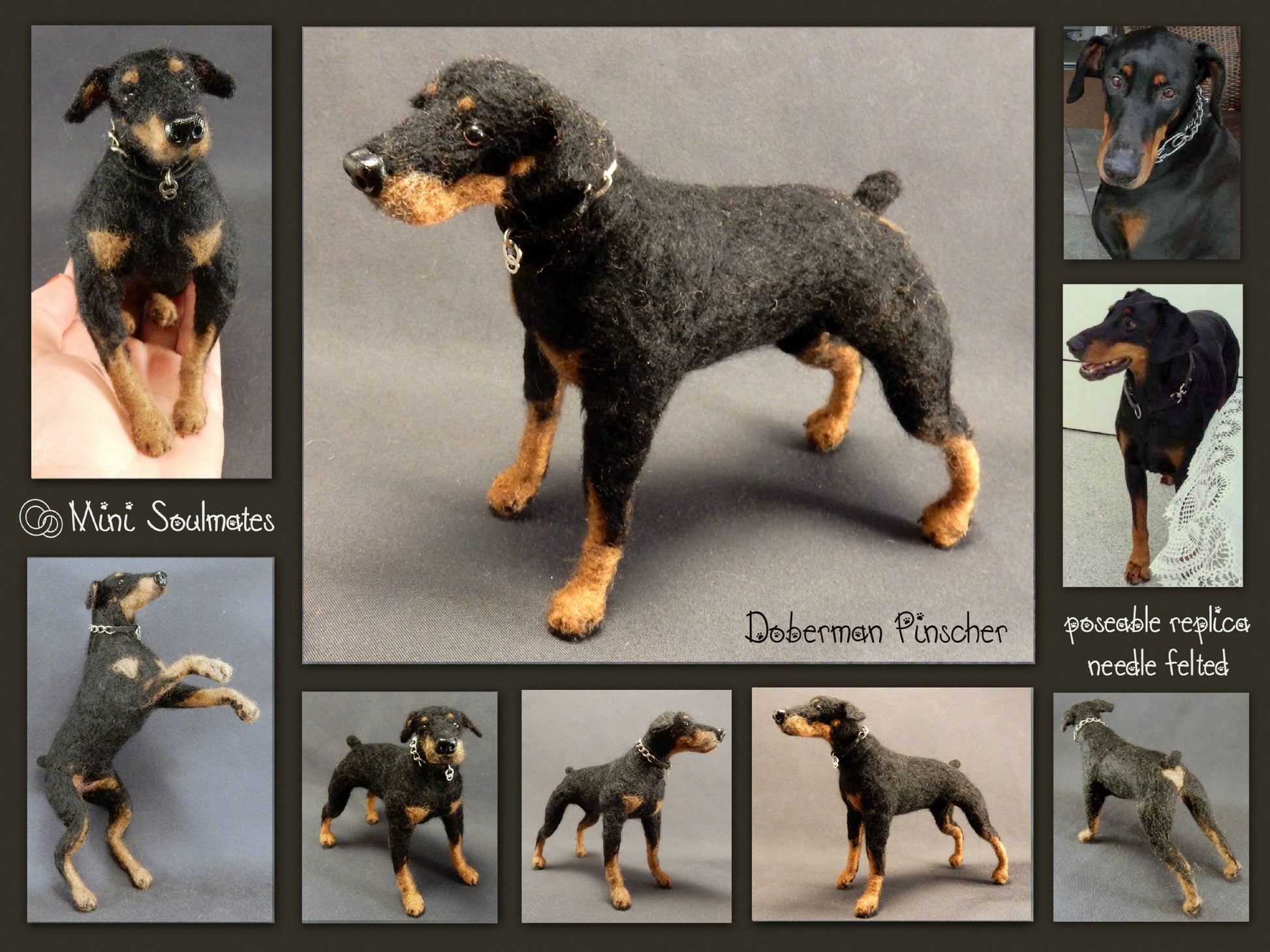 Doberman Pinscher needle-felted dog miniature