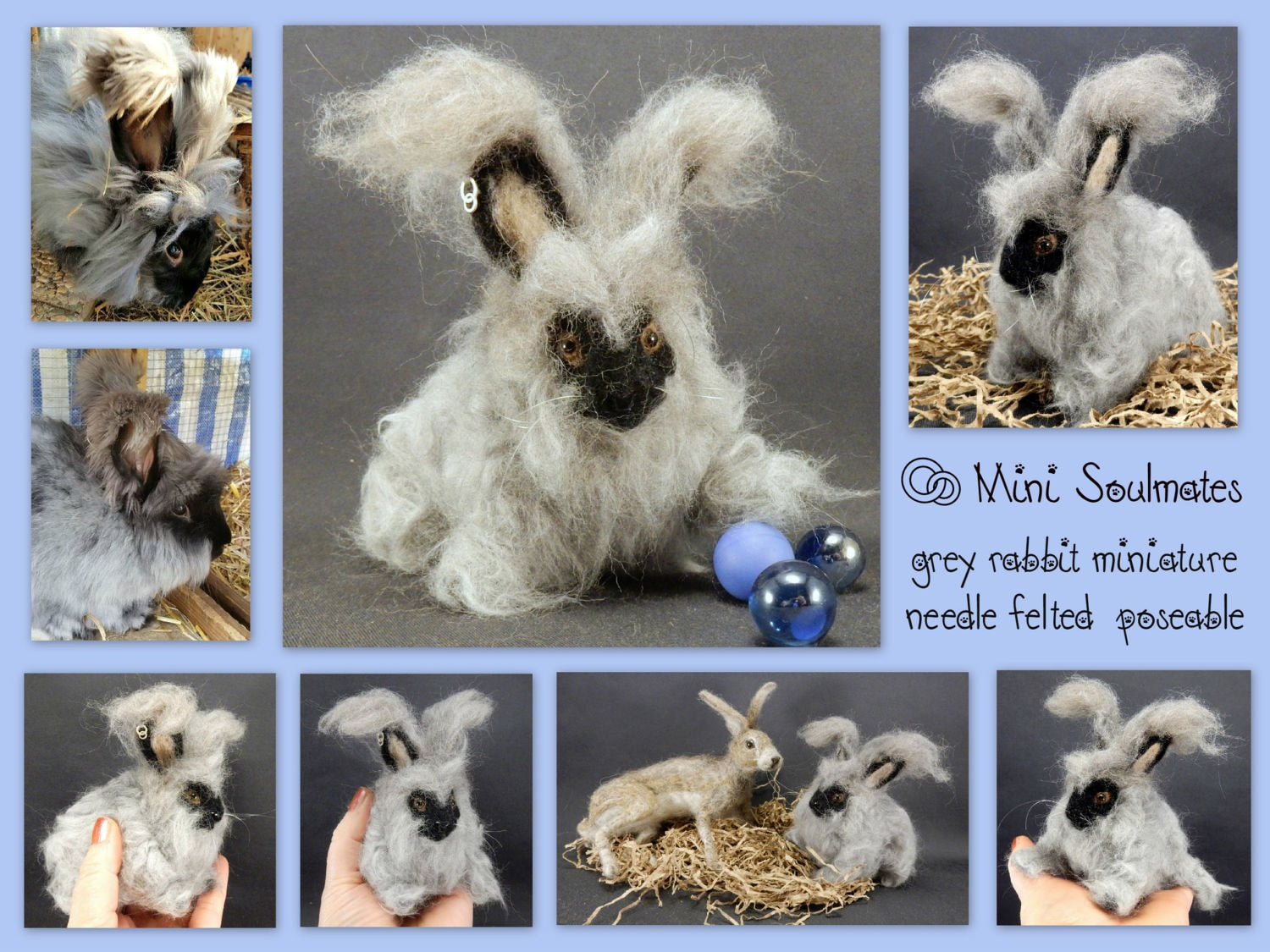 Custom felt rabbit miniature needle felted rabbit lover gift Dwarf Lop