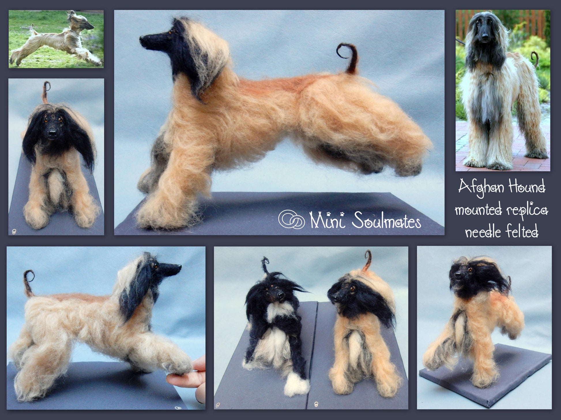 Afghan mount custom-felted dog replica