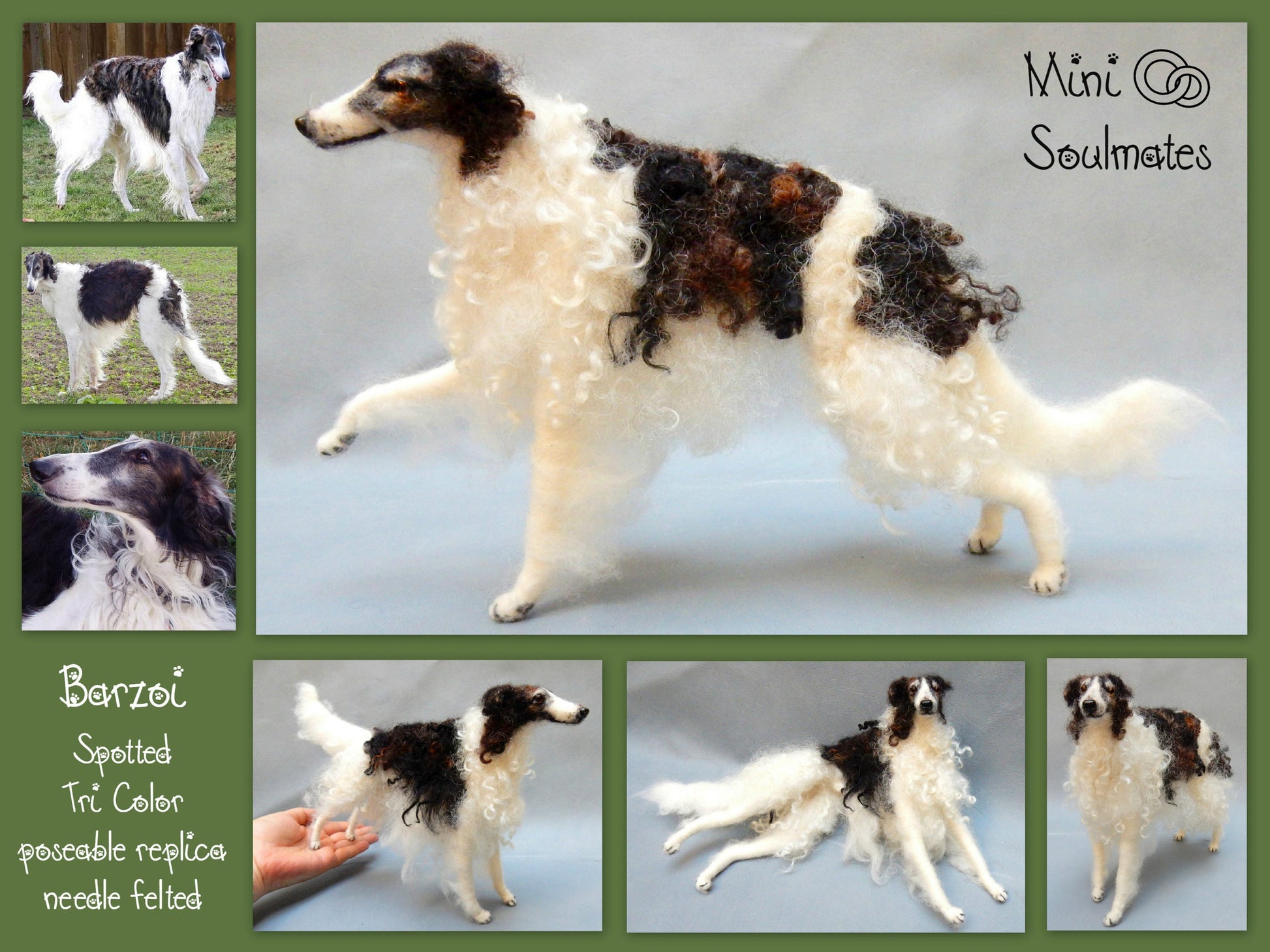 Borzoi needle-felted dog miniature