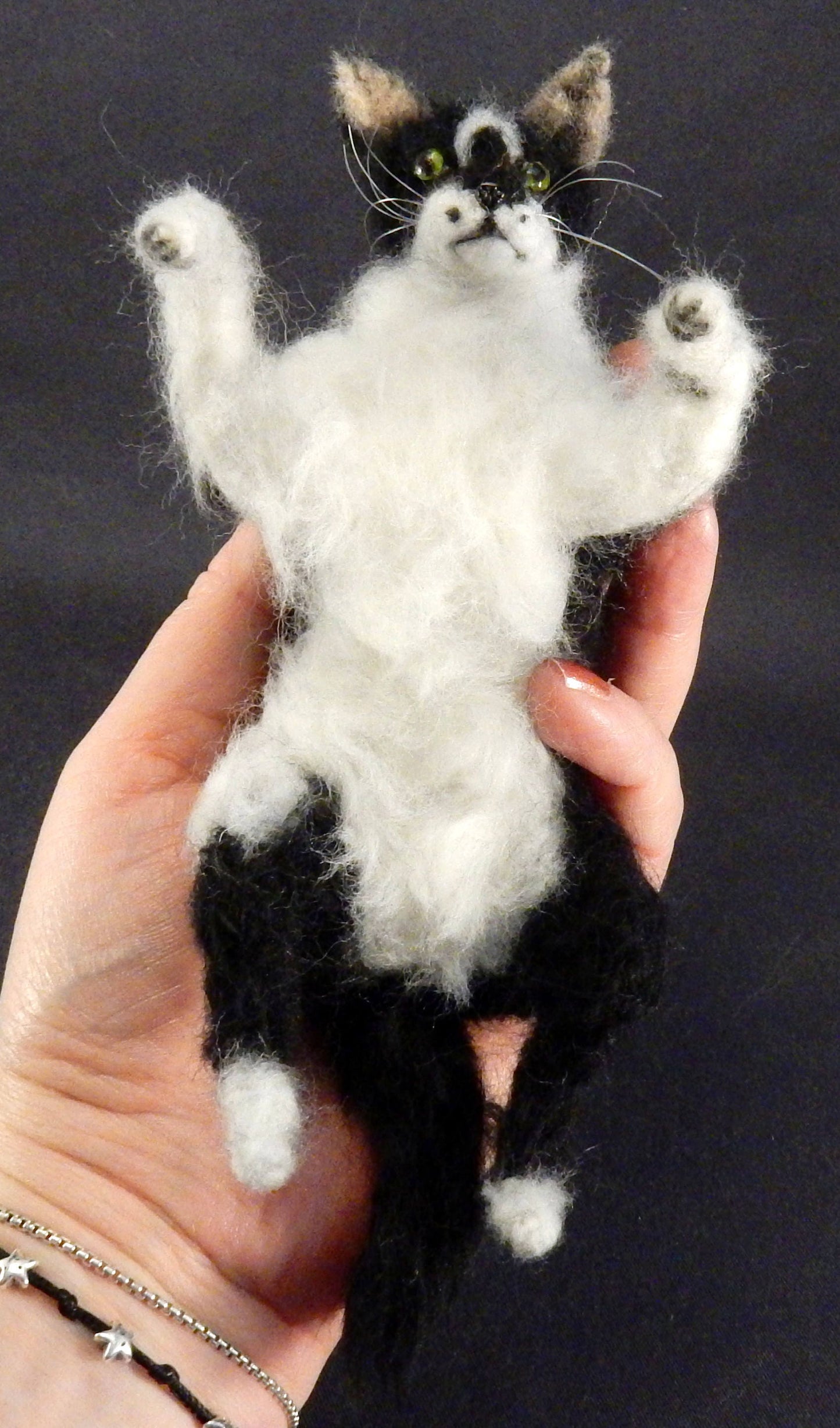 Custom felted cat replica black cat 