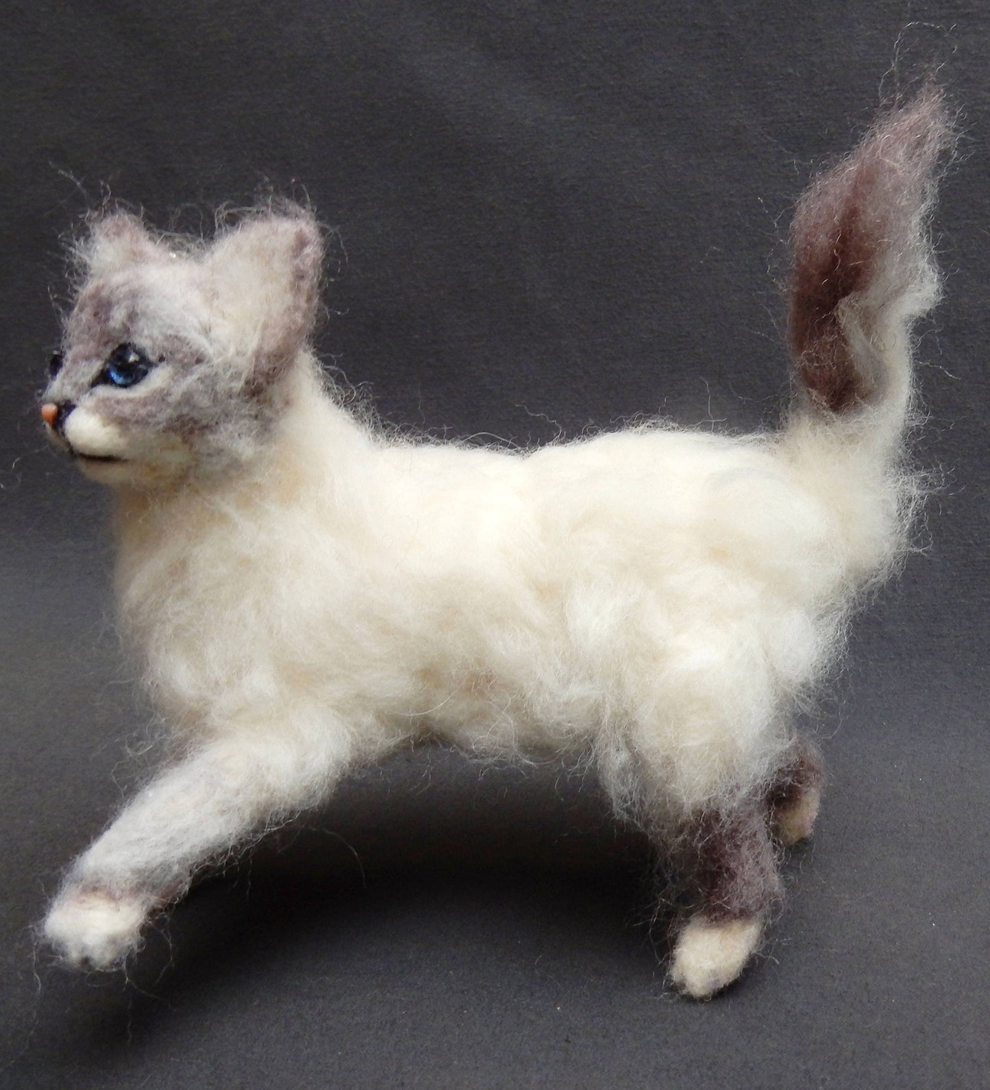 Custom felted cat sculpture