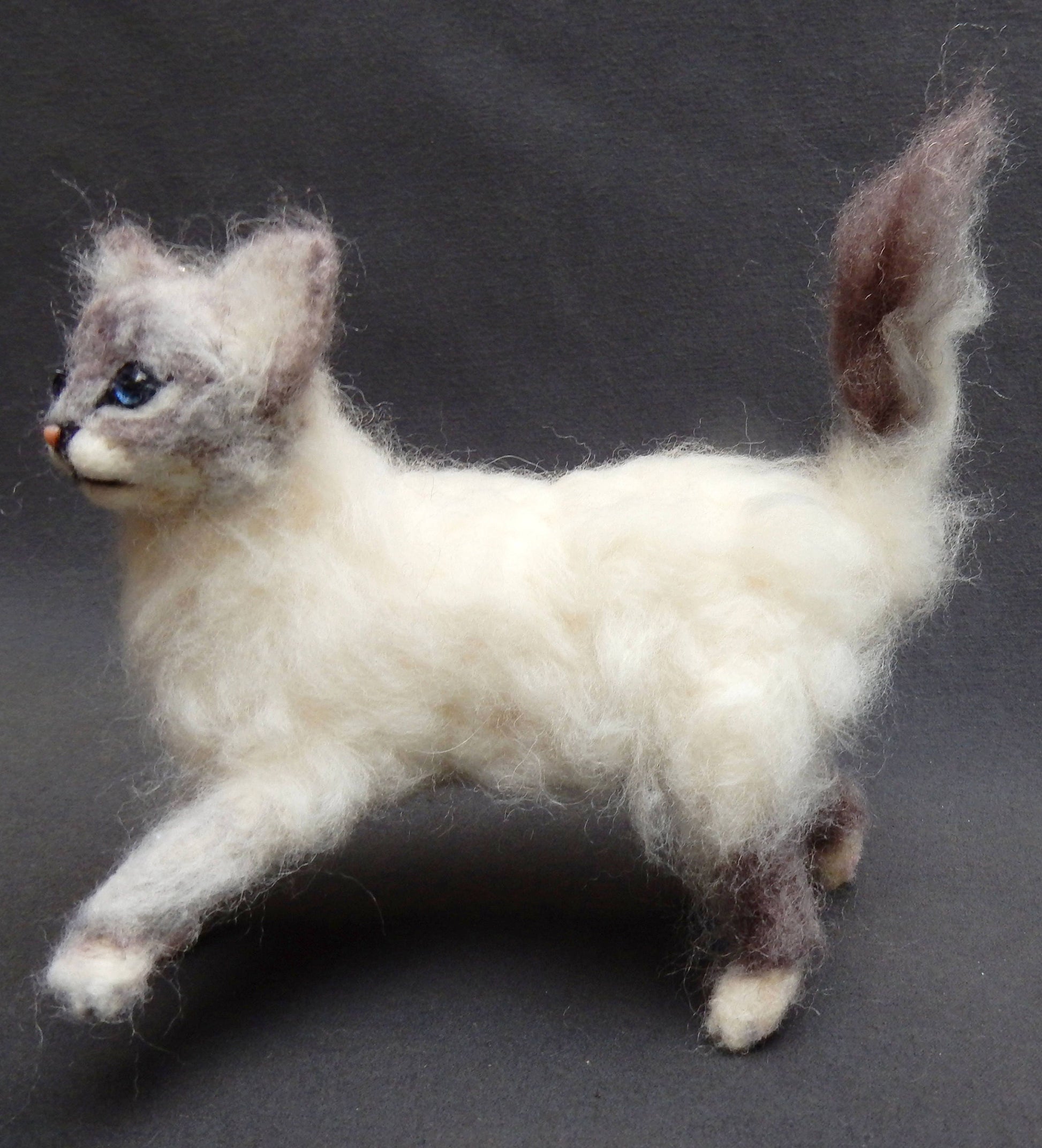 Custom felted cat sculpture