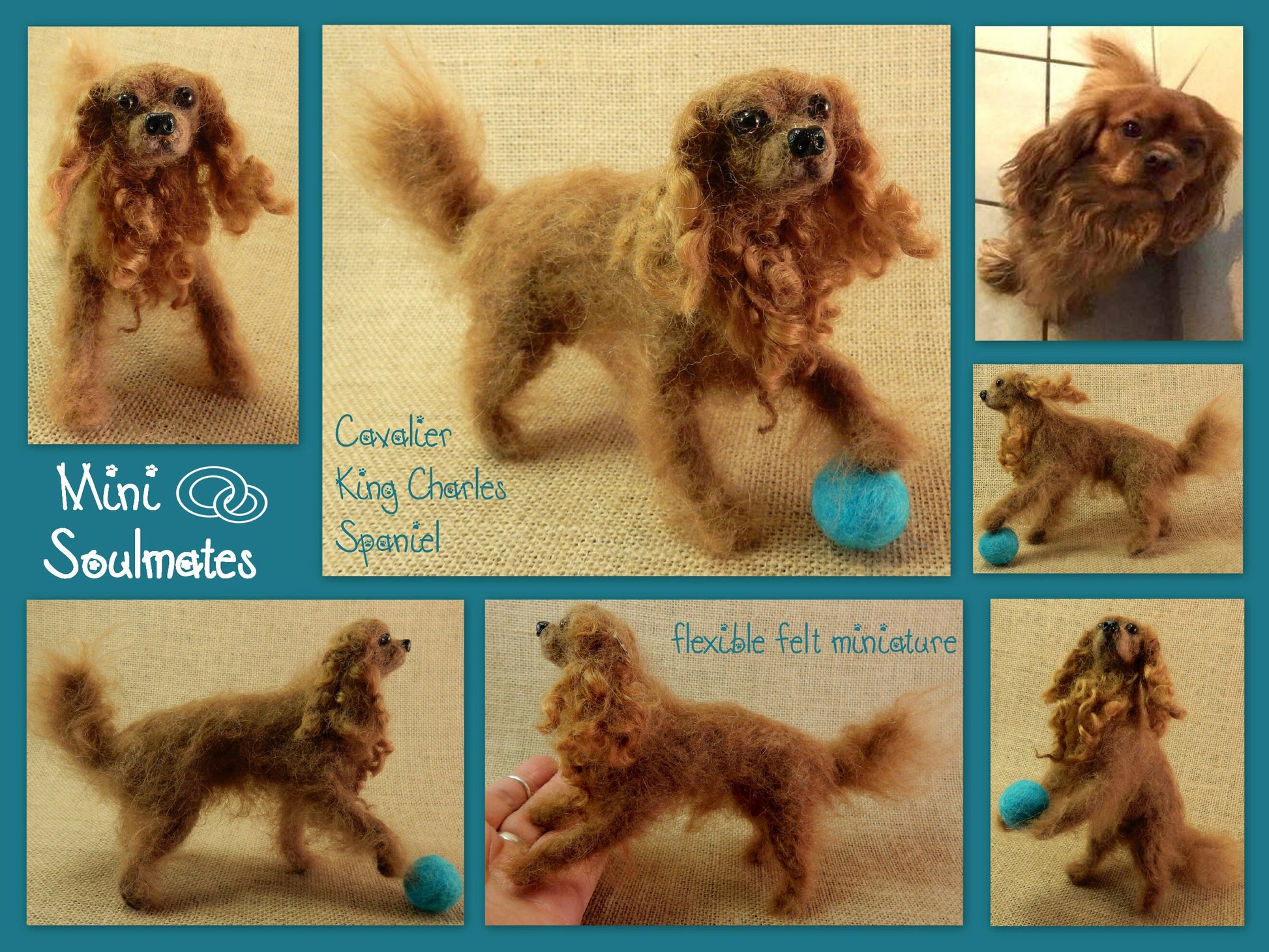 Cavalier King Charles Spaniel custom felted dog soft sculpture