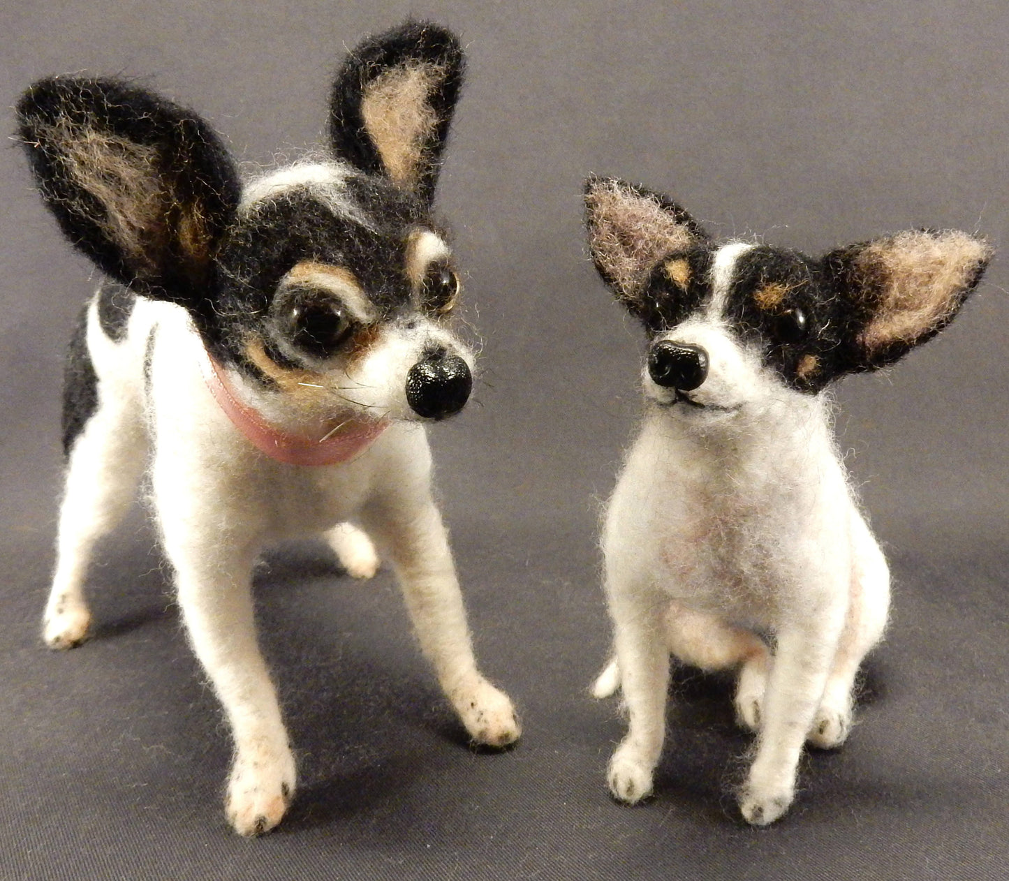 White Chihuahua needle felted dog portrait