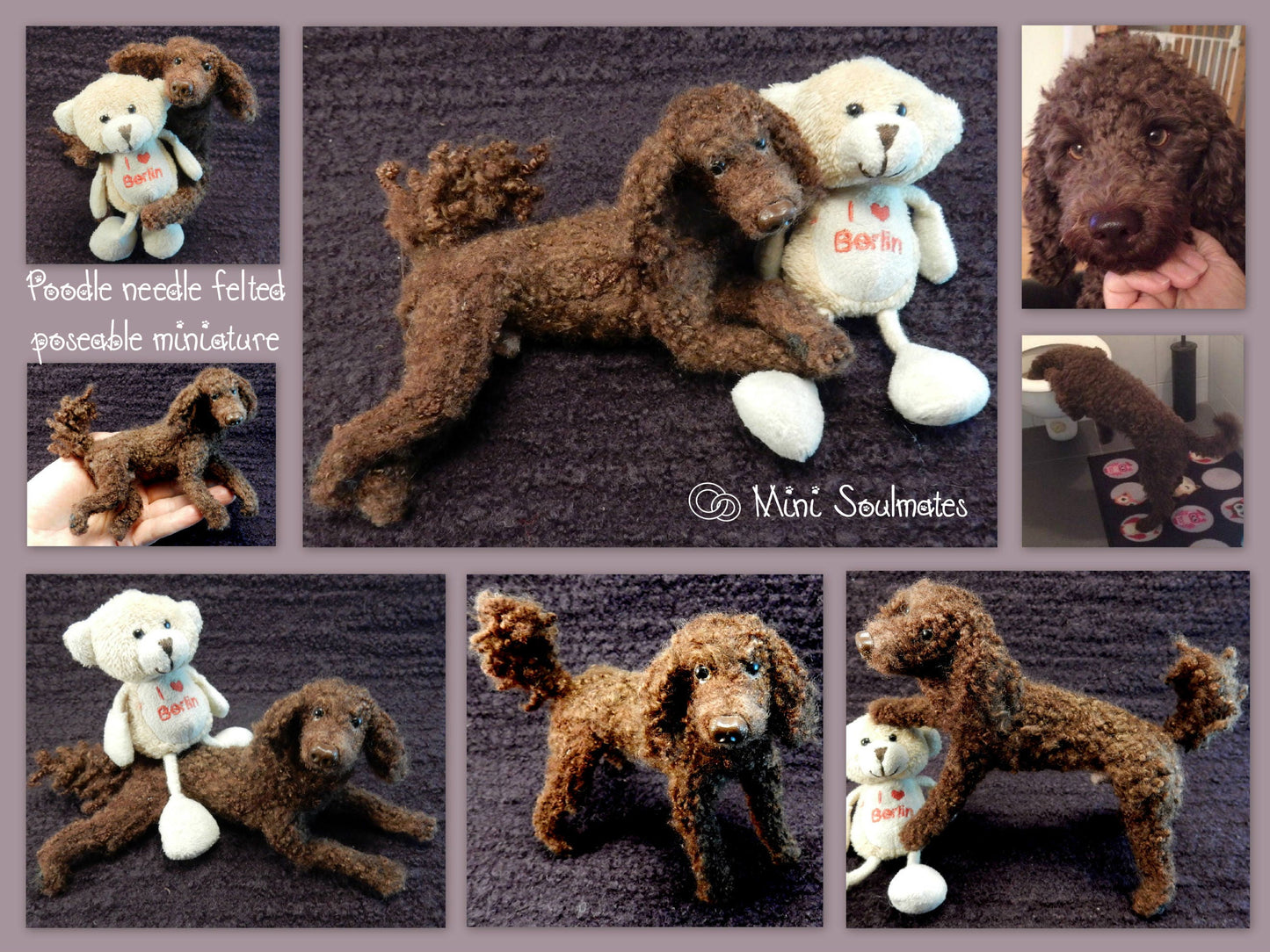 brown poodle miniature needle-felted 