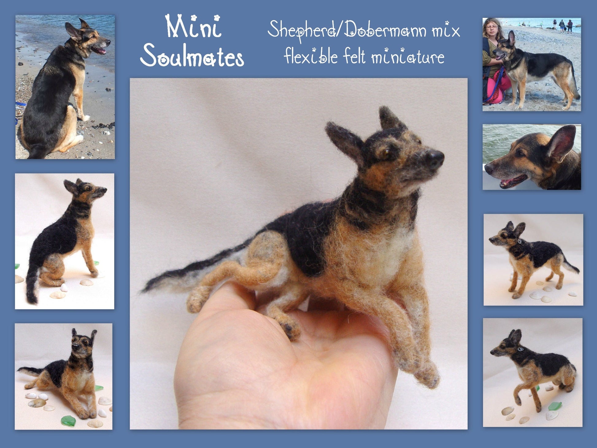 German Shepherd mix needle-felted dog miniature