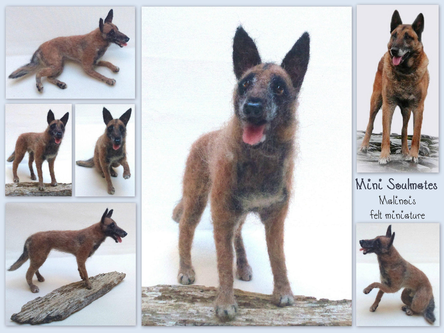 needle-felted dog Malinois custom felt replica