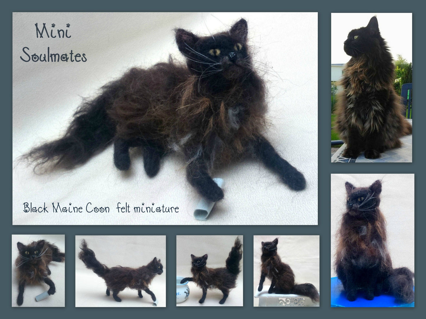 Maine Coon cat needle felted cat miniature custom cat loss memorial co