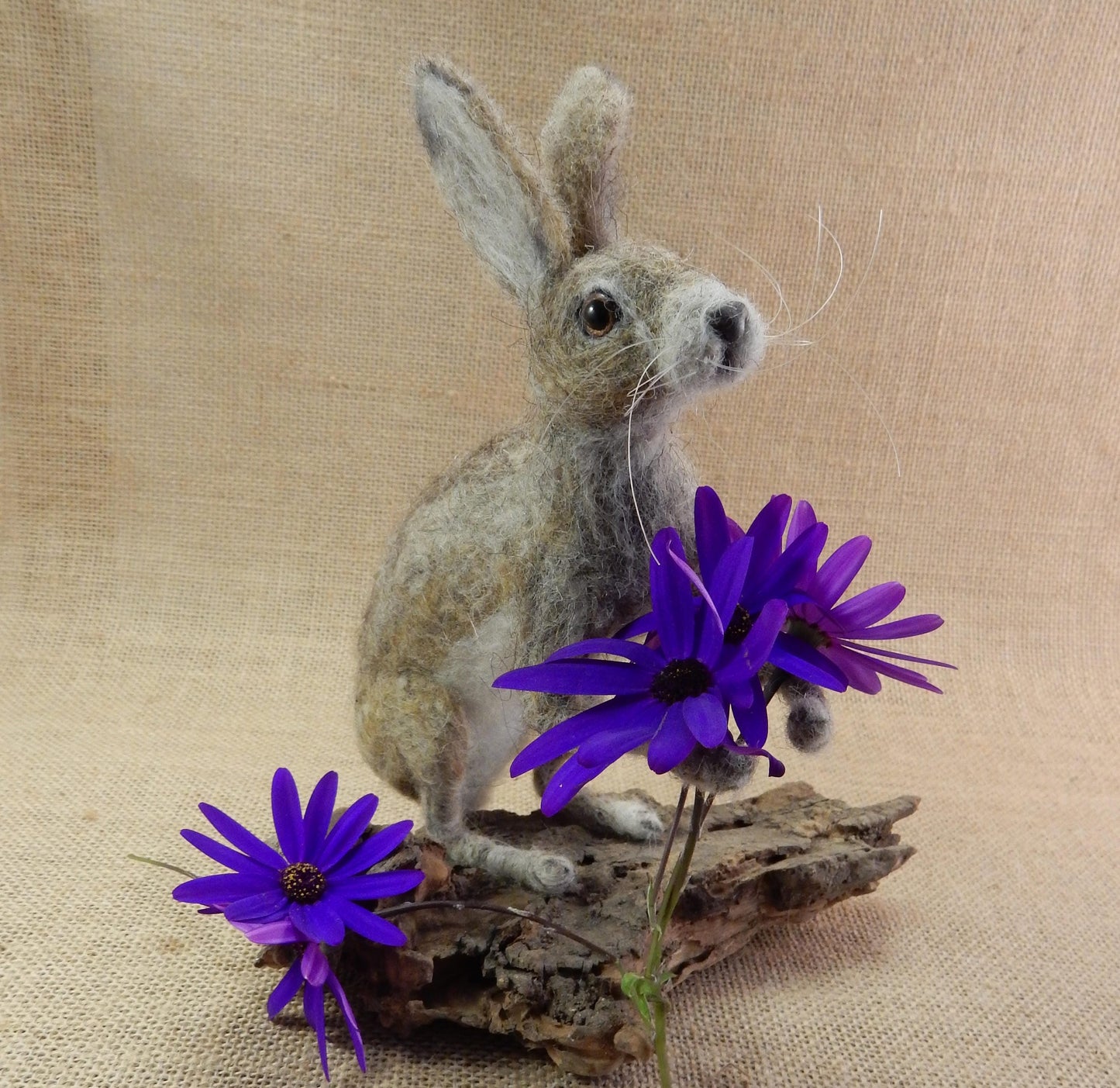 needle-felted hare faux taxidermy