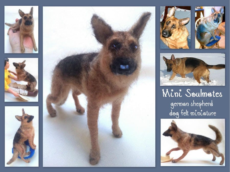 German Shepherd needle-felted dog miniature