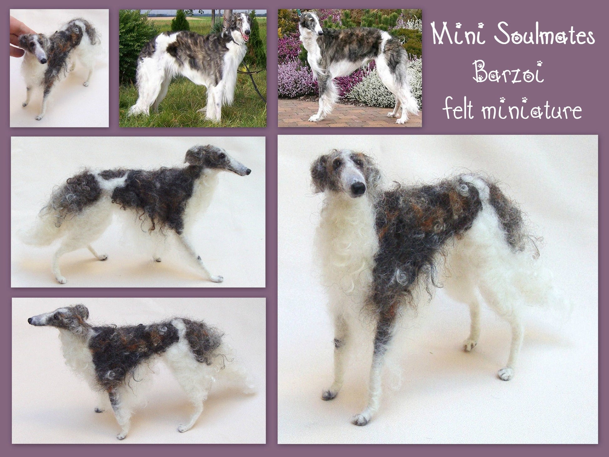 Borzoi needle-felted dog miniature