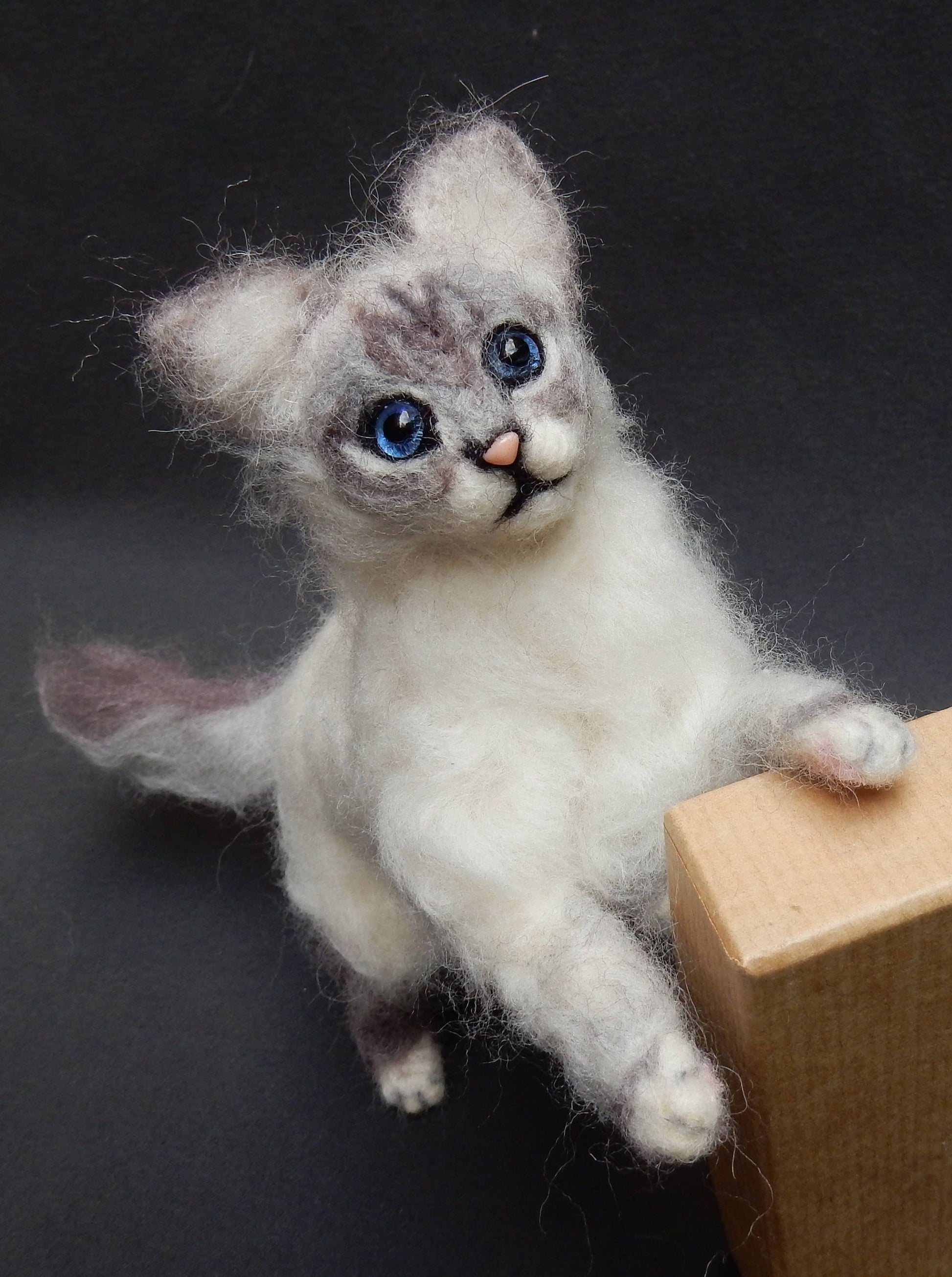 Custom felted cat sculpture