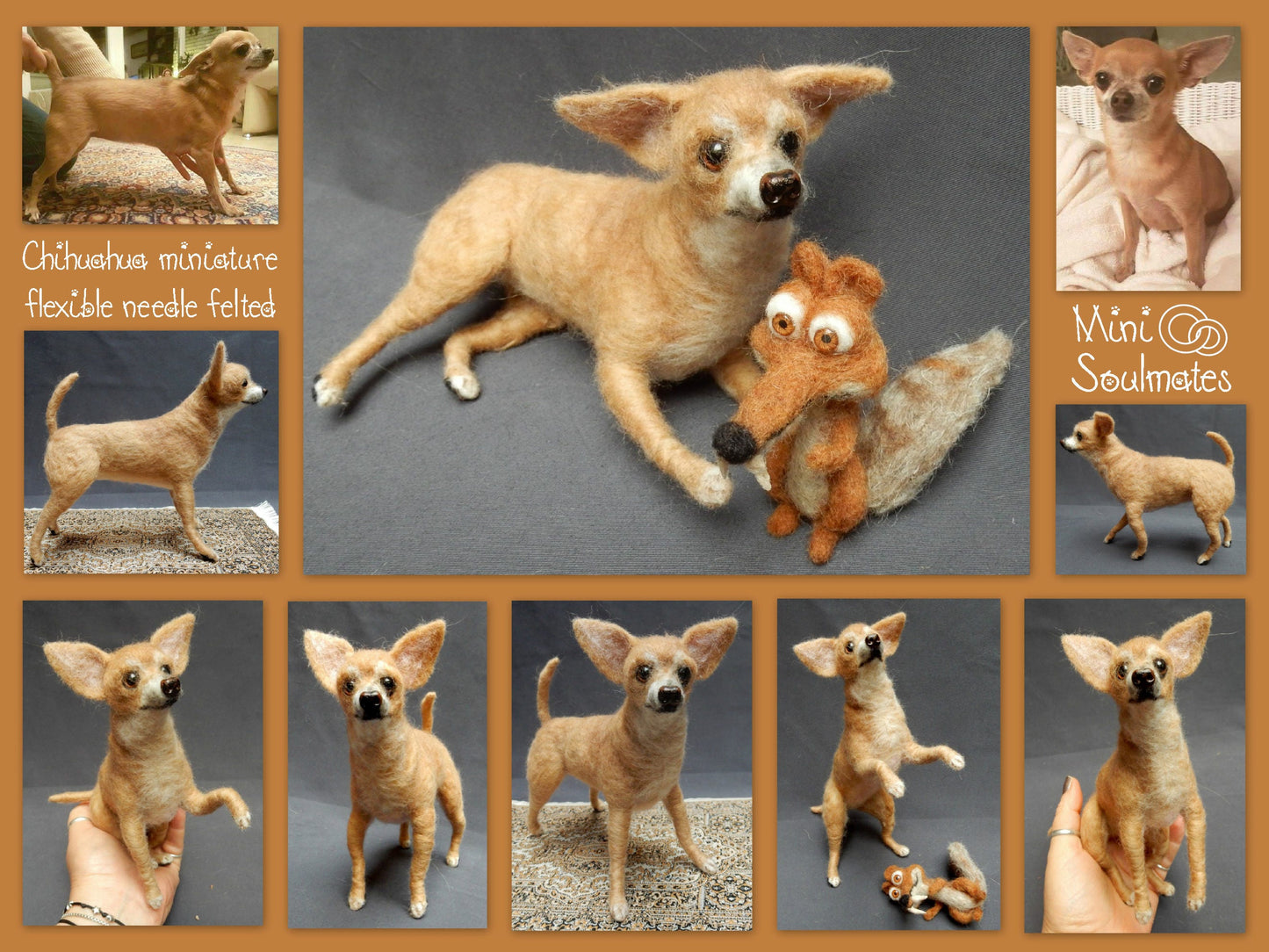 Golden Chihuahua custom-felted dog miniature