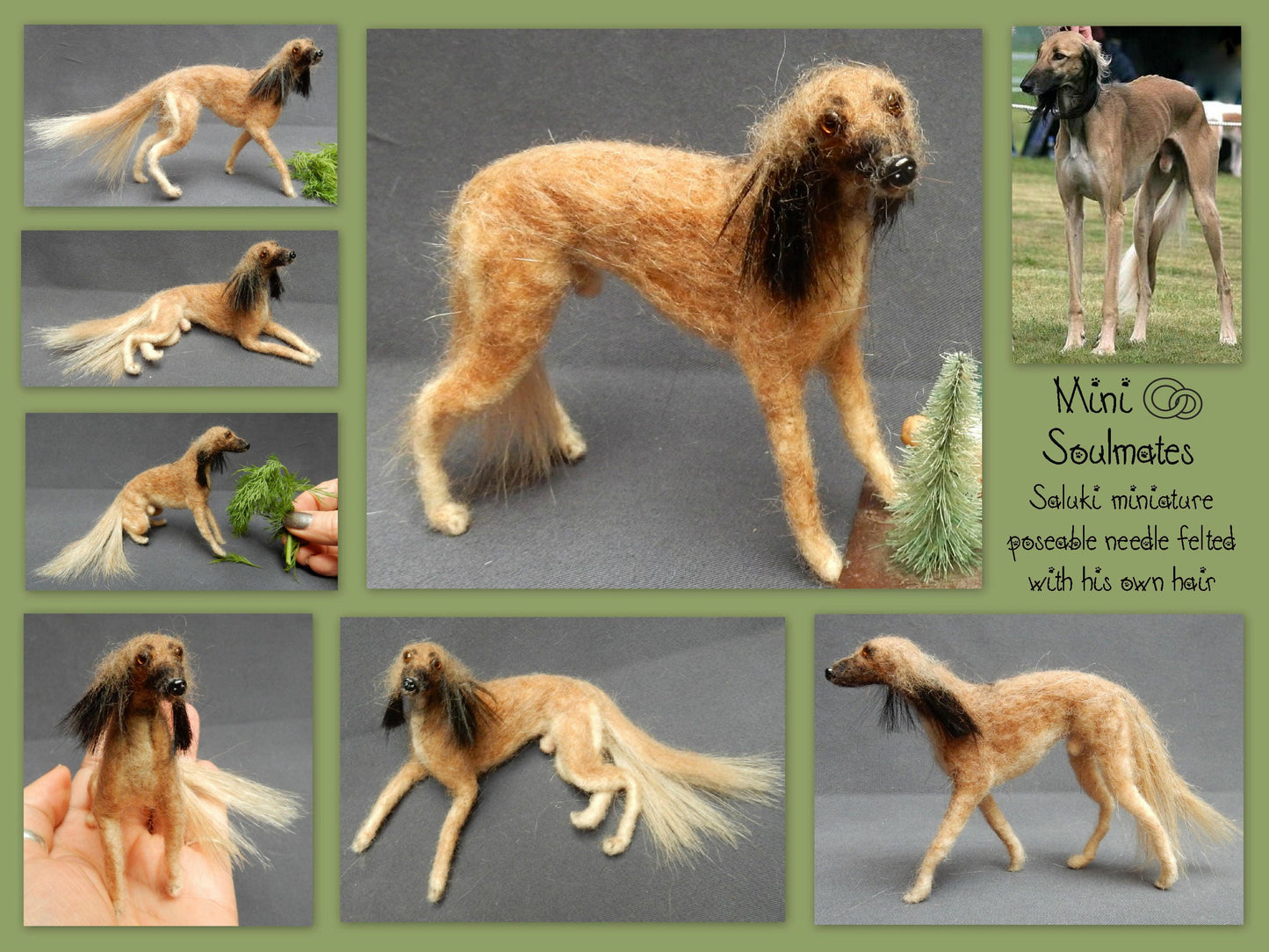 Saluki needle felt dog miniature