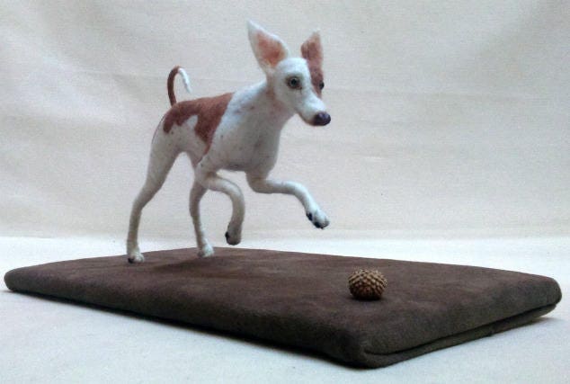 needle-felted dog miniature Faux taxidermy dog mount