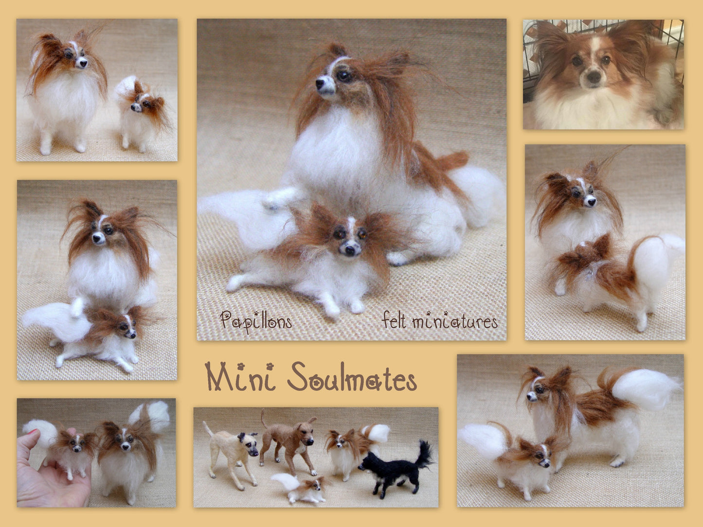 Papillon needle felted dog miniature custom felted dog replica custom 