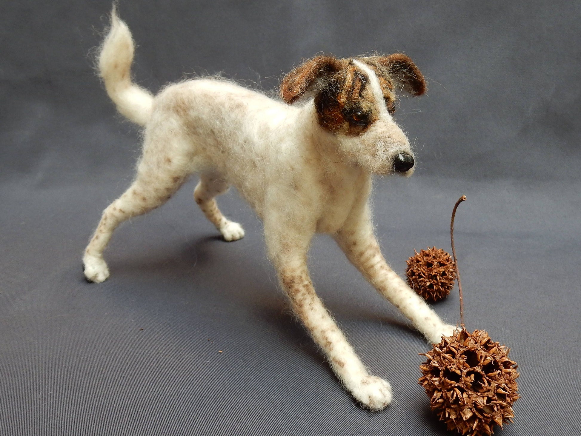 Custom dog replica brindle dog needle felted