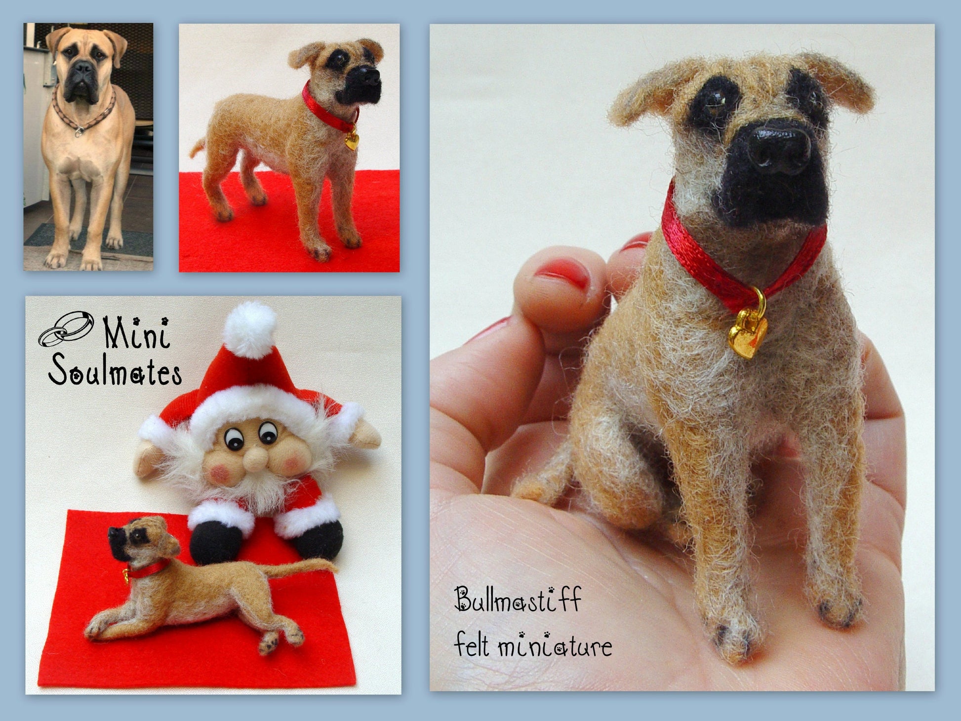 Pitbull needle-felted dog miniature