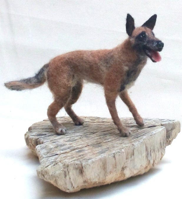 needle-felted dog Malinois custom felt replica