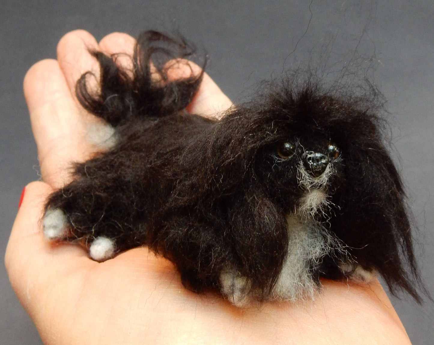 Pekingese needle felted dog Japanese Chin custom dog miniature